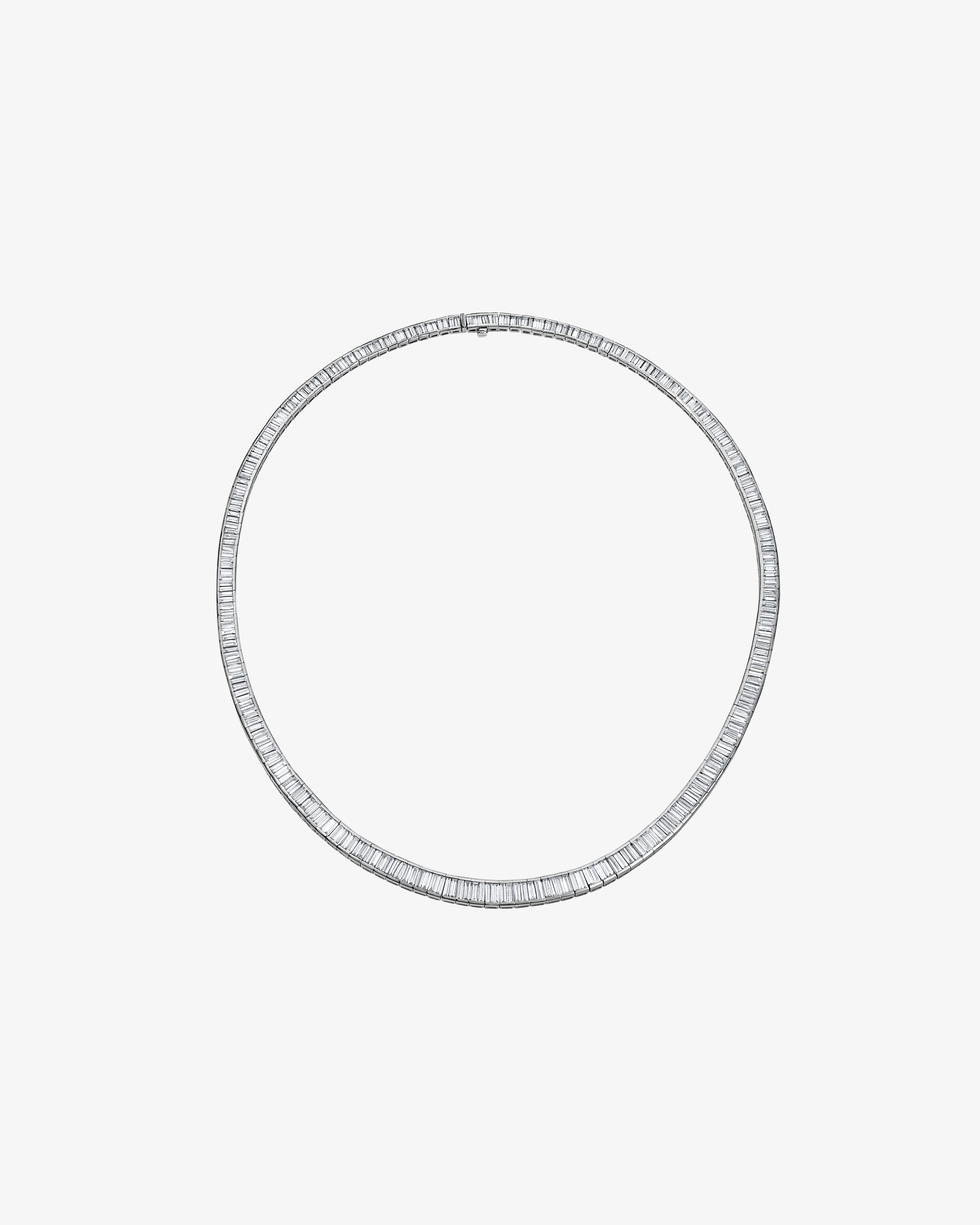 Mindi Mond - Women's Baguette Diamond Line Necklace - (White Gold)