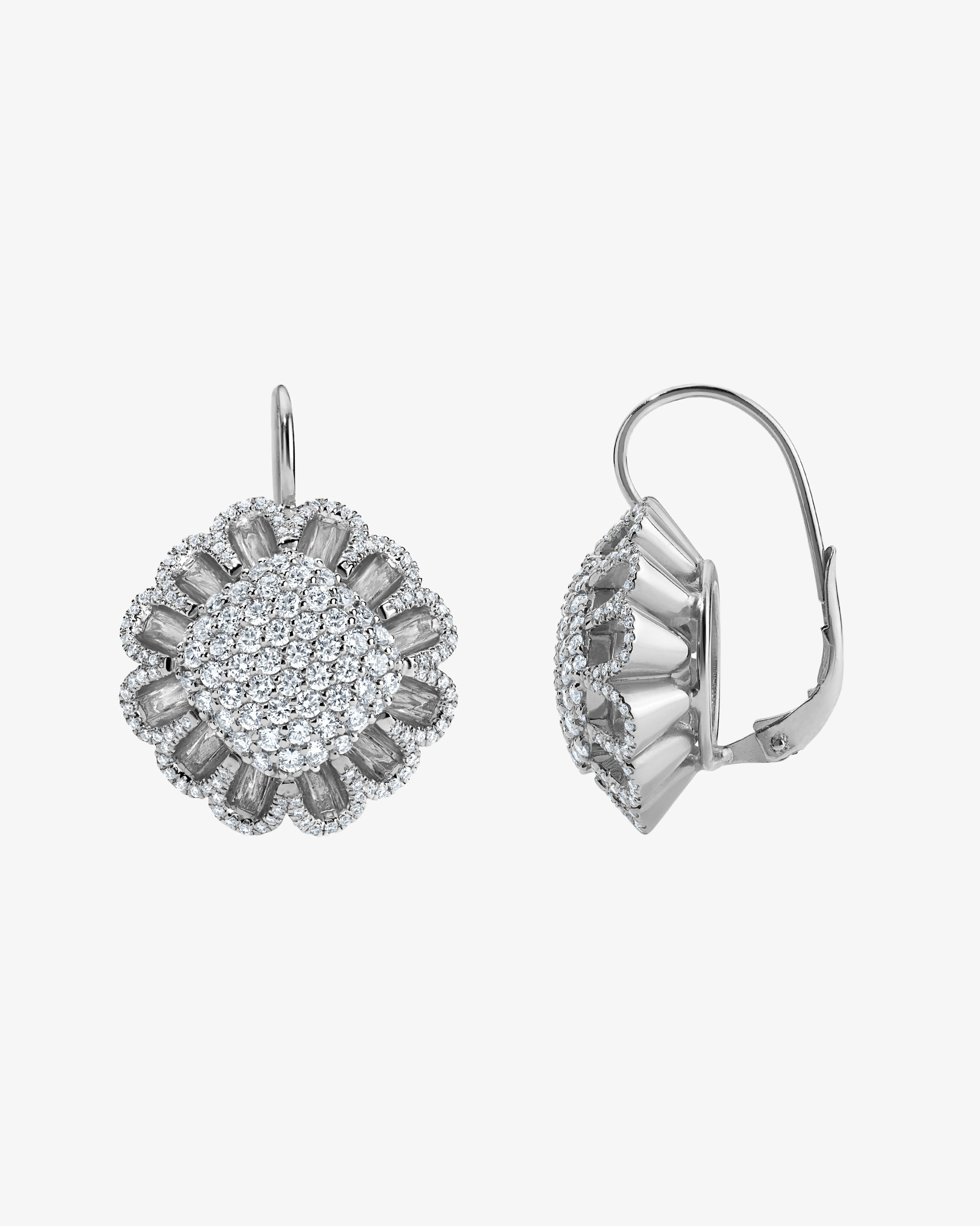 Mindi Mond - Women's Floating All Diamond Mega Drop Earrings - (White Gold) - Image 2