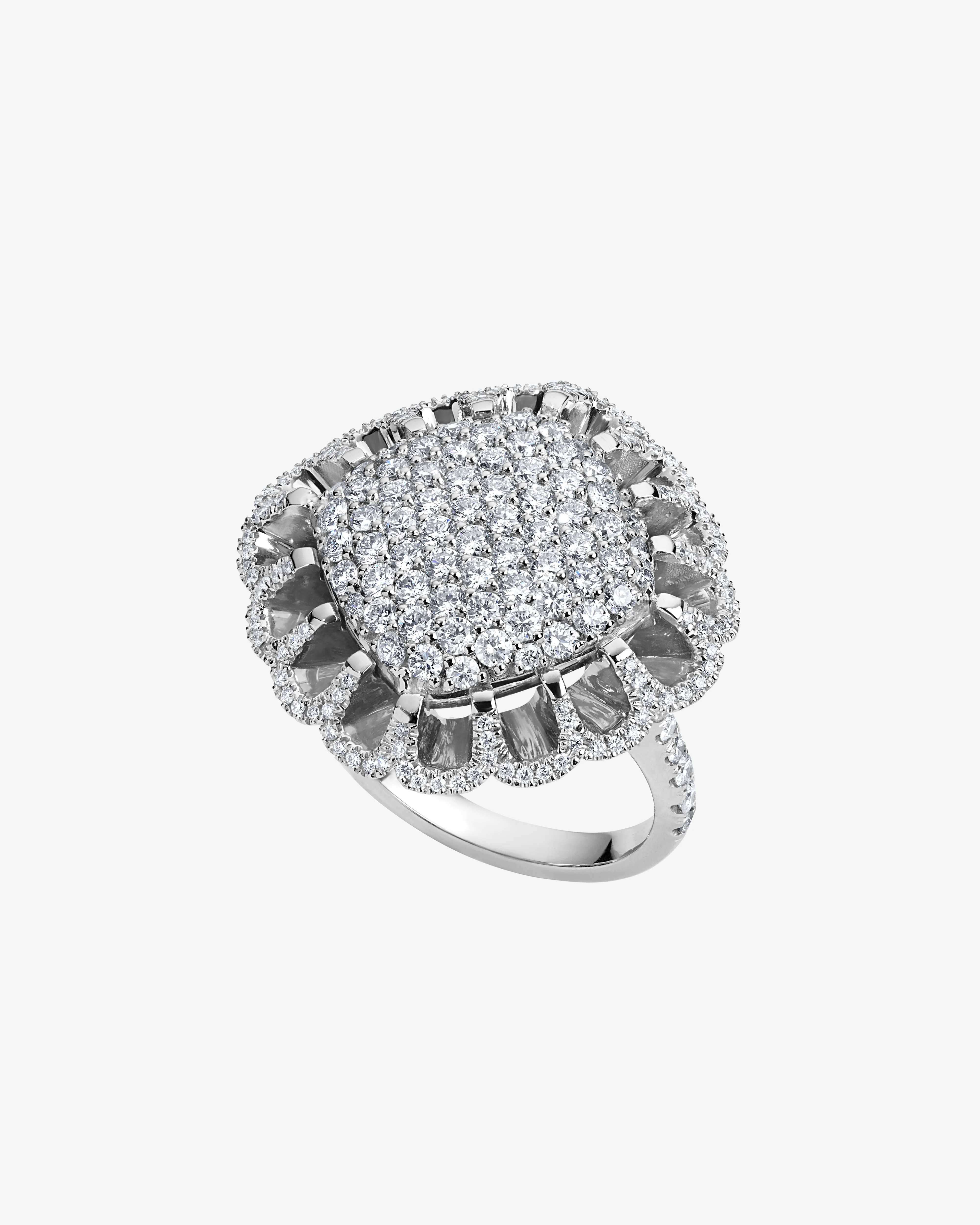 Mindi Mond - Women's Floating All Diamond Ring - (White Gold) - Image 3