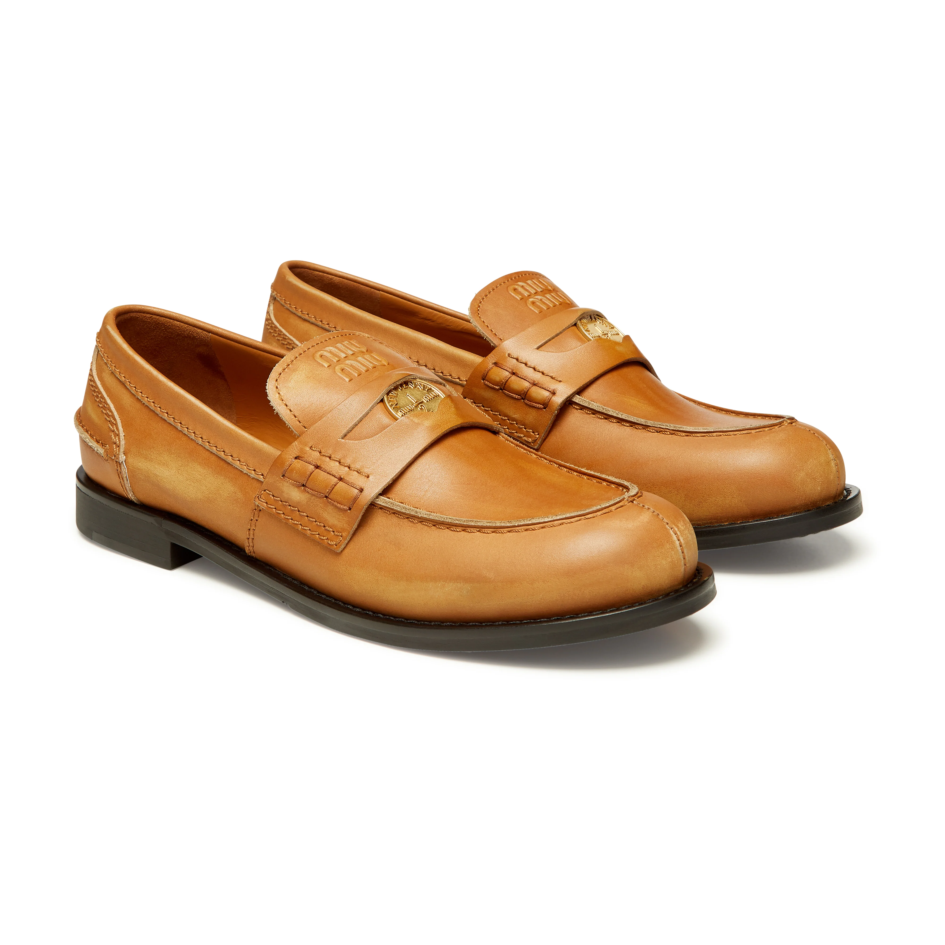Miu Miu - Women's Vintage Effect Loafers - (Natural) - Image 4