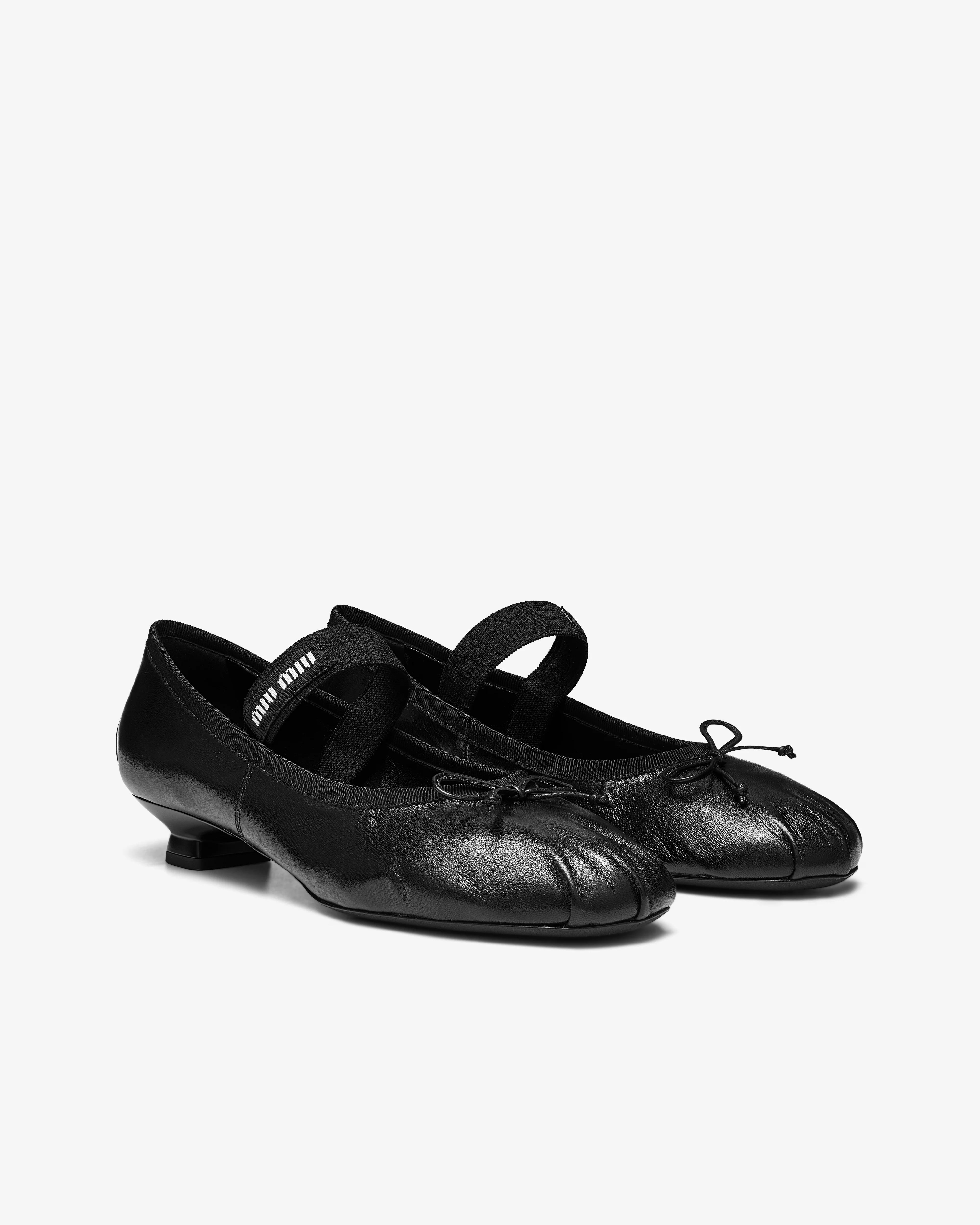 Miu Miu - Women's Heel Ballerina Shoe - (Black) - Image 4
