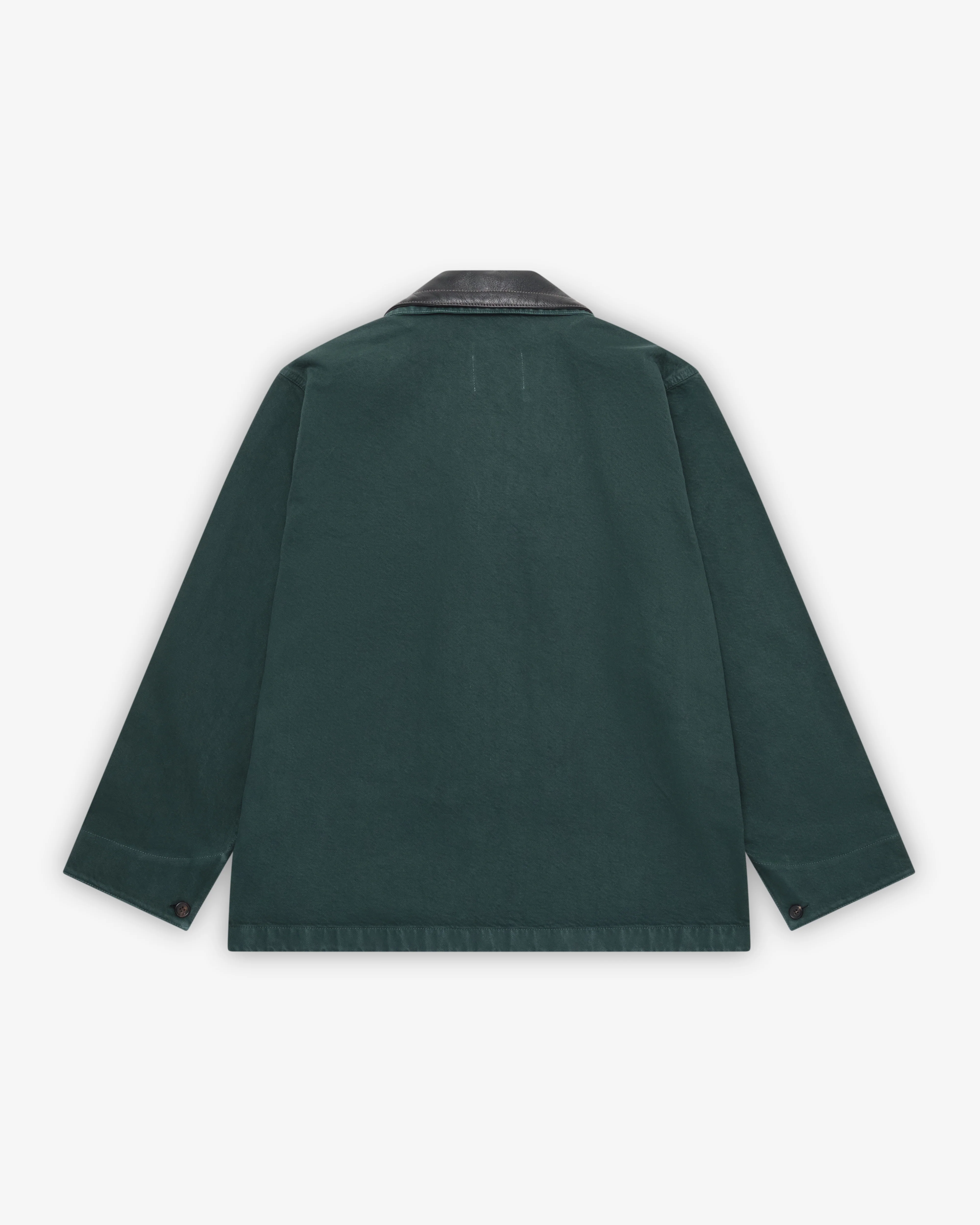 Miu Miu - Women's Single-Breasted Garment-Dyed Gabardine And Leather Jacket - (Bottle Green) - Image 2