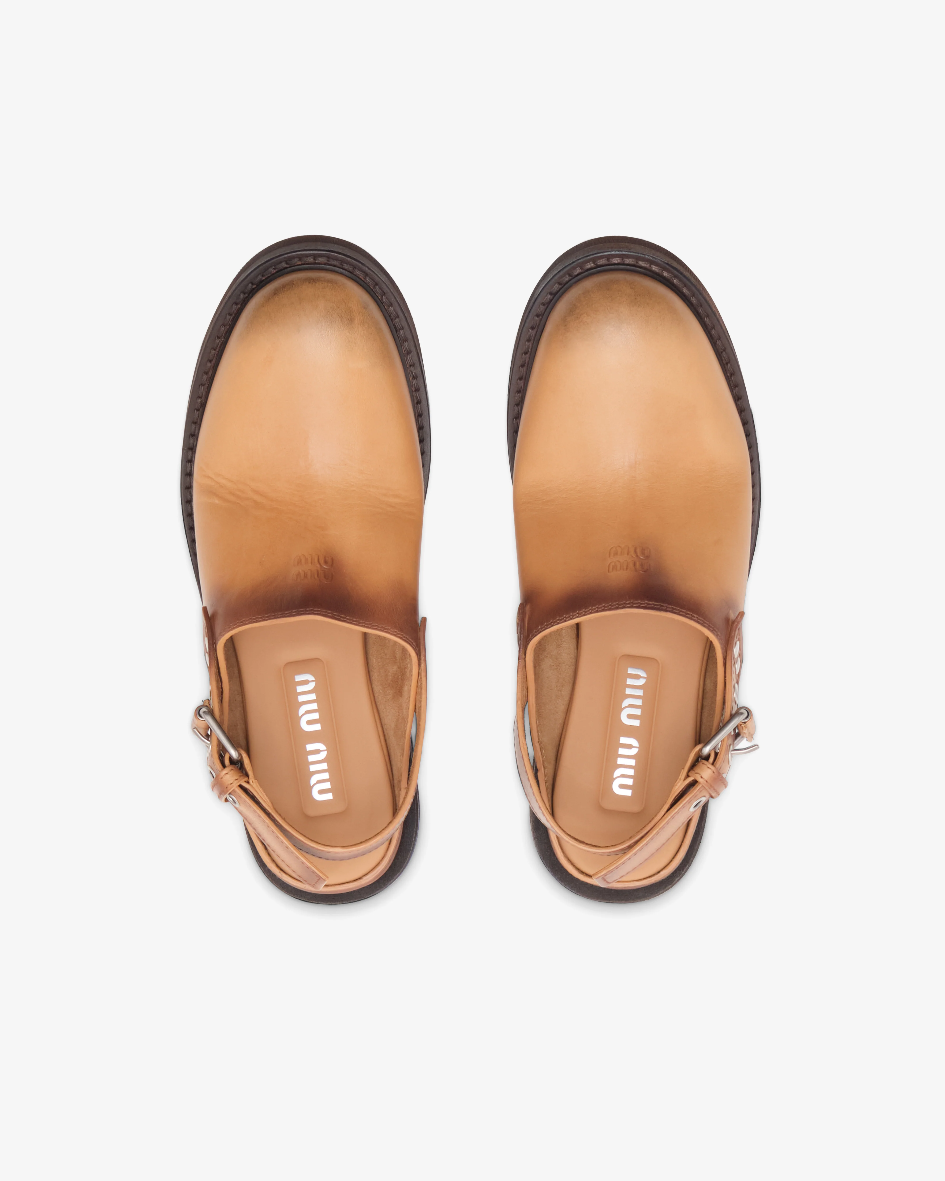 Miu Miu - Women's Open-Heel Shoes - (Tan) - Image 6