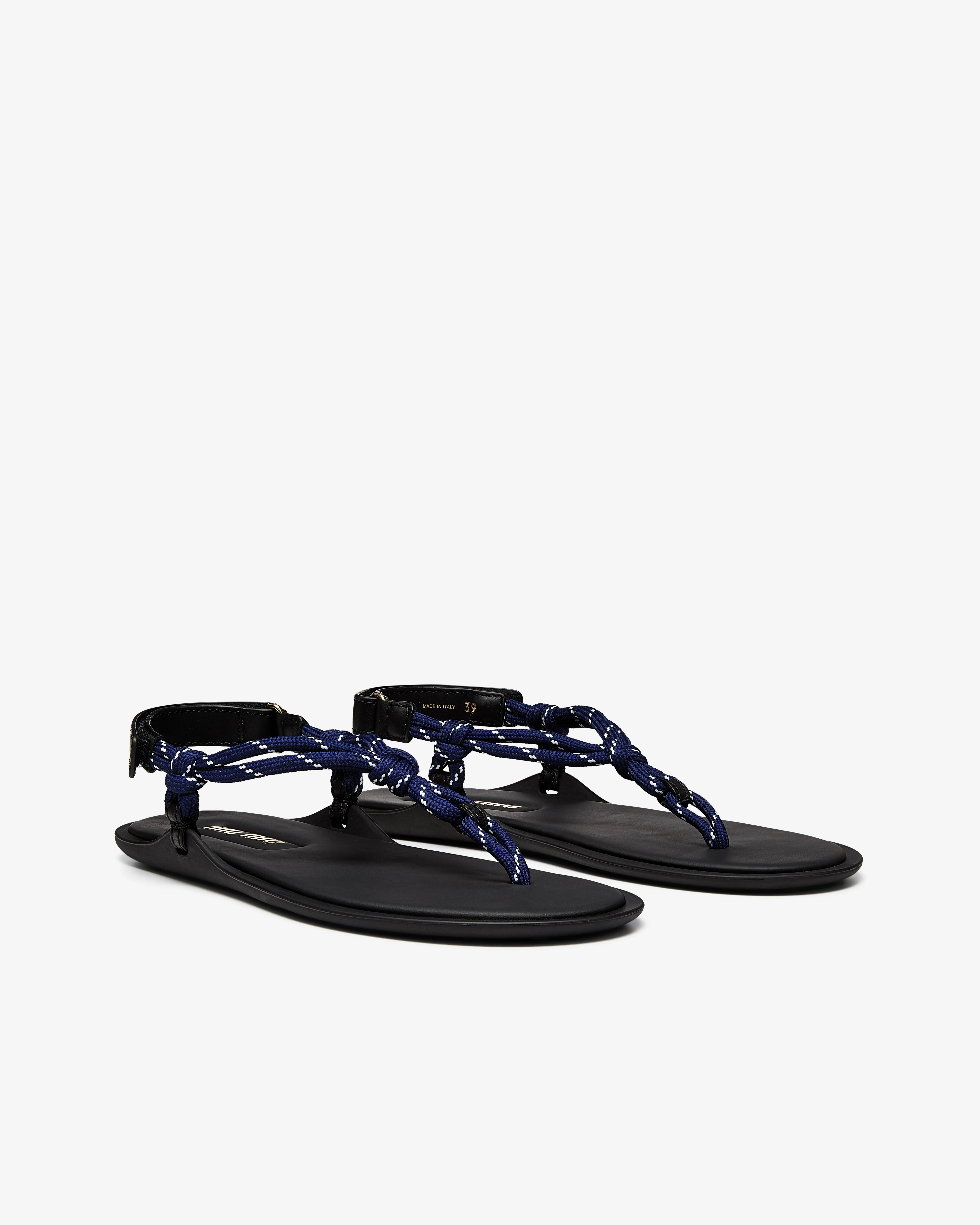 Miu Miu - Riviere Cord and Leather Sandals - (Blue) - Image 4