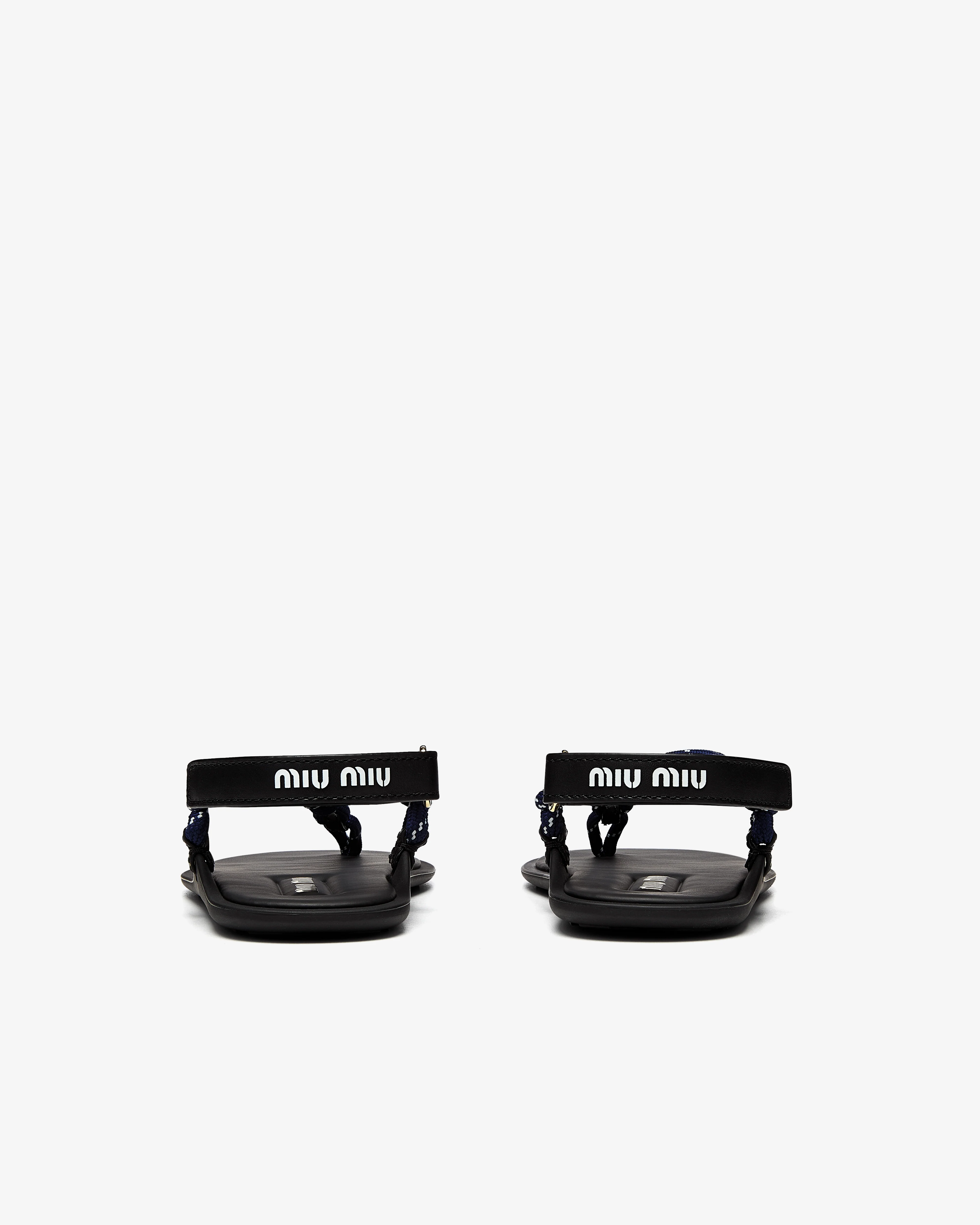 Miu Miu - Riviere Cord and Leather Sandals - (Blue) - Image 5