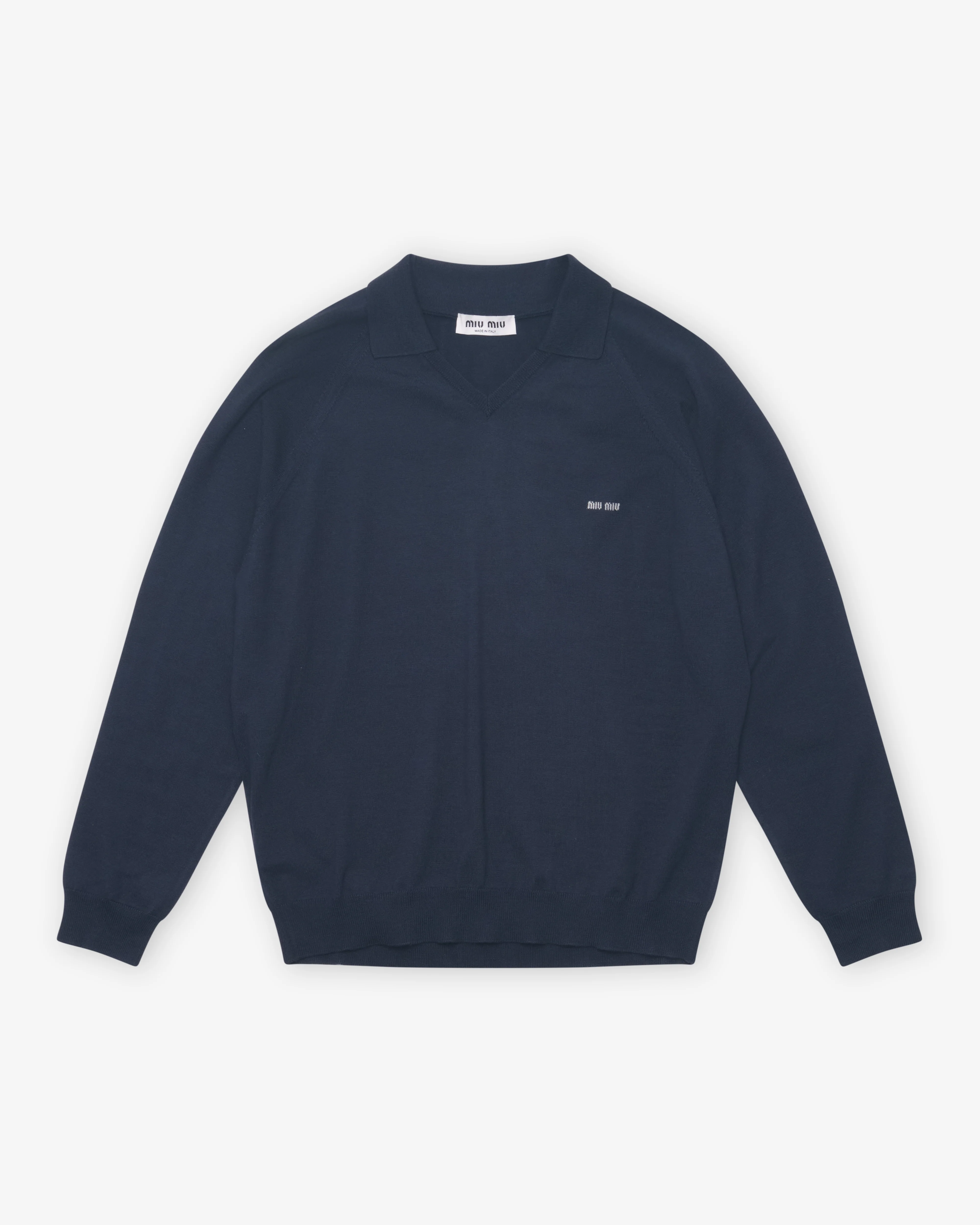 Miu Miu - Women's V-Neck Sweater - (Navy/Grey)