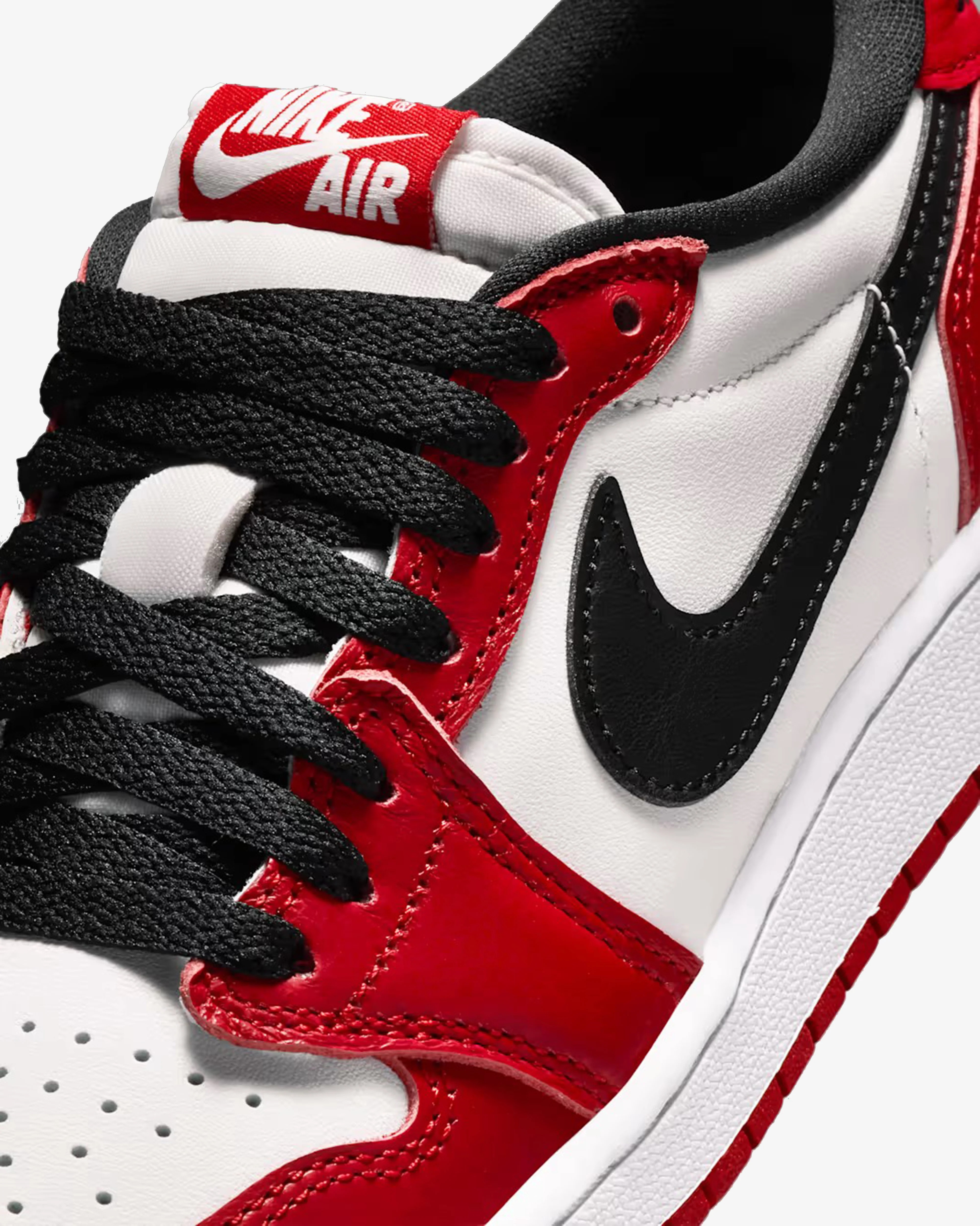 Nike -  Air Jordan 1 Retro Low Grade School Sneakers - (Red/Black/White) - Image 7