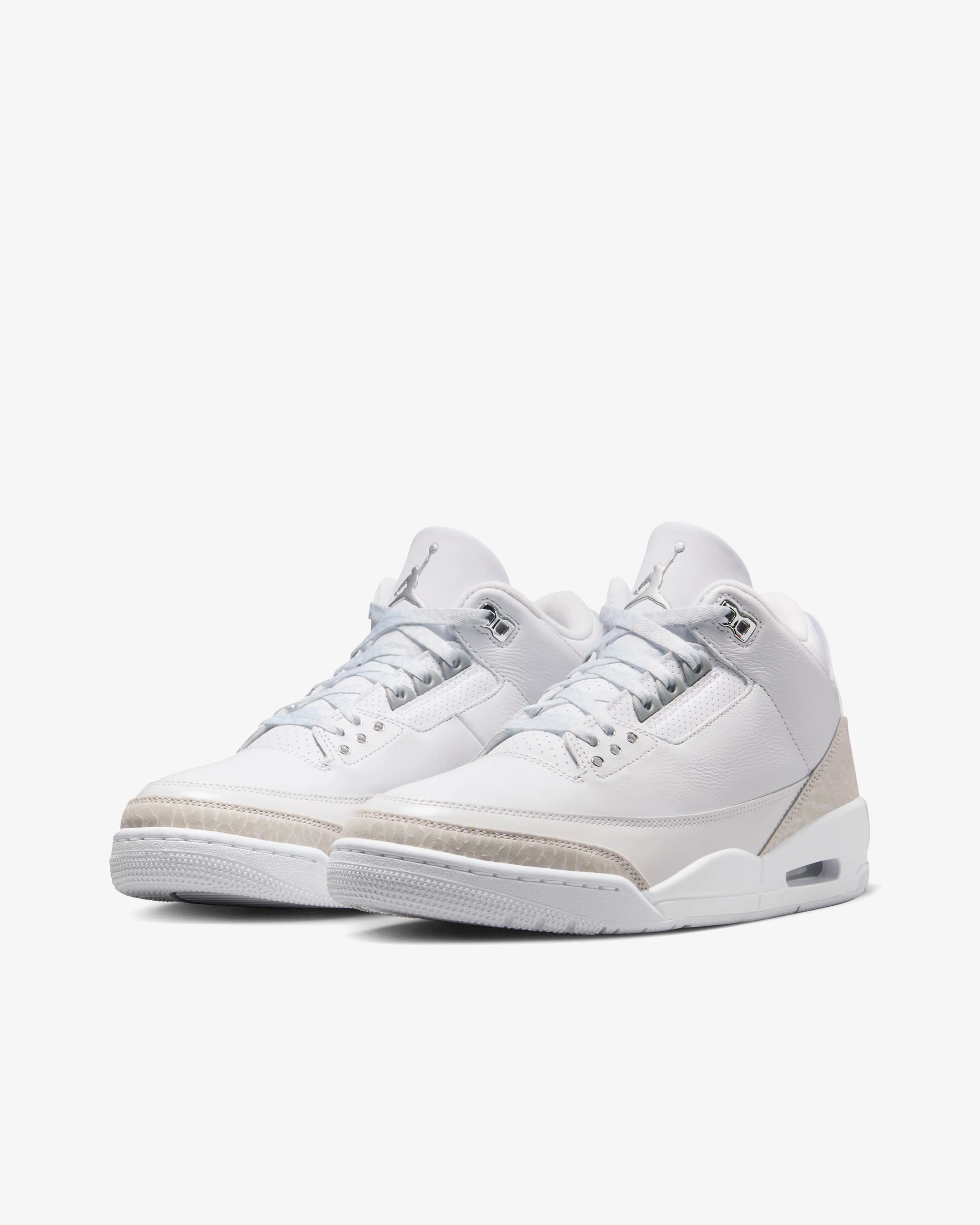 Nike - Men's Air Jordan 3 Retro Sneakers - (White/Silver) - Image 3
