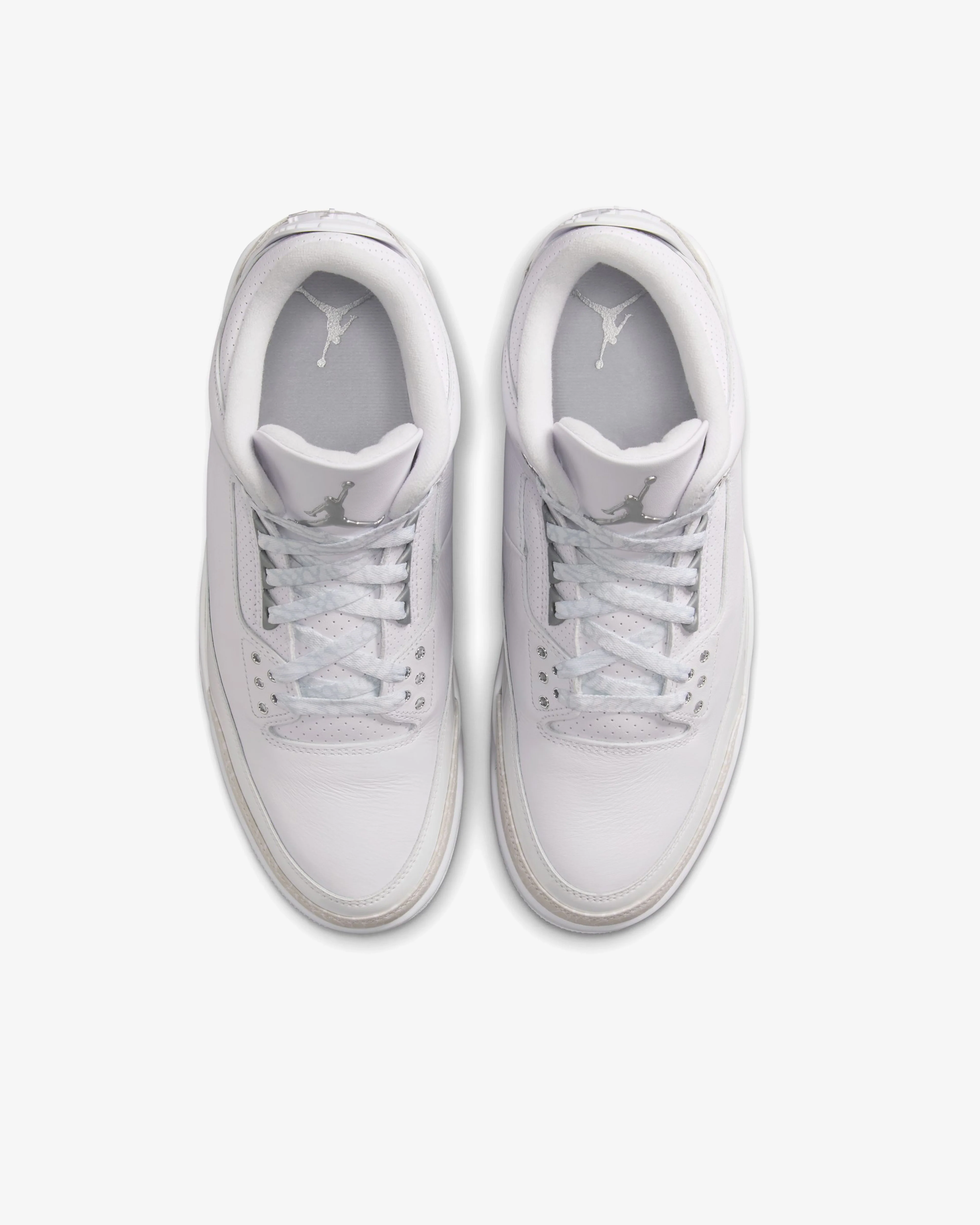 Nike - Men's Air Jordan 3 Retro Sneakers - (White/Silver) - Image 4