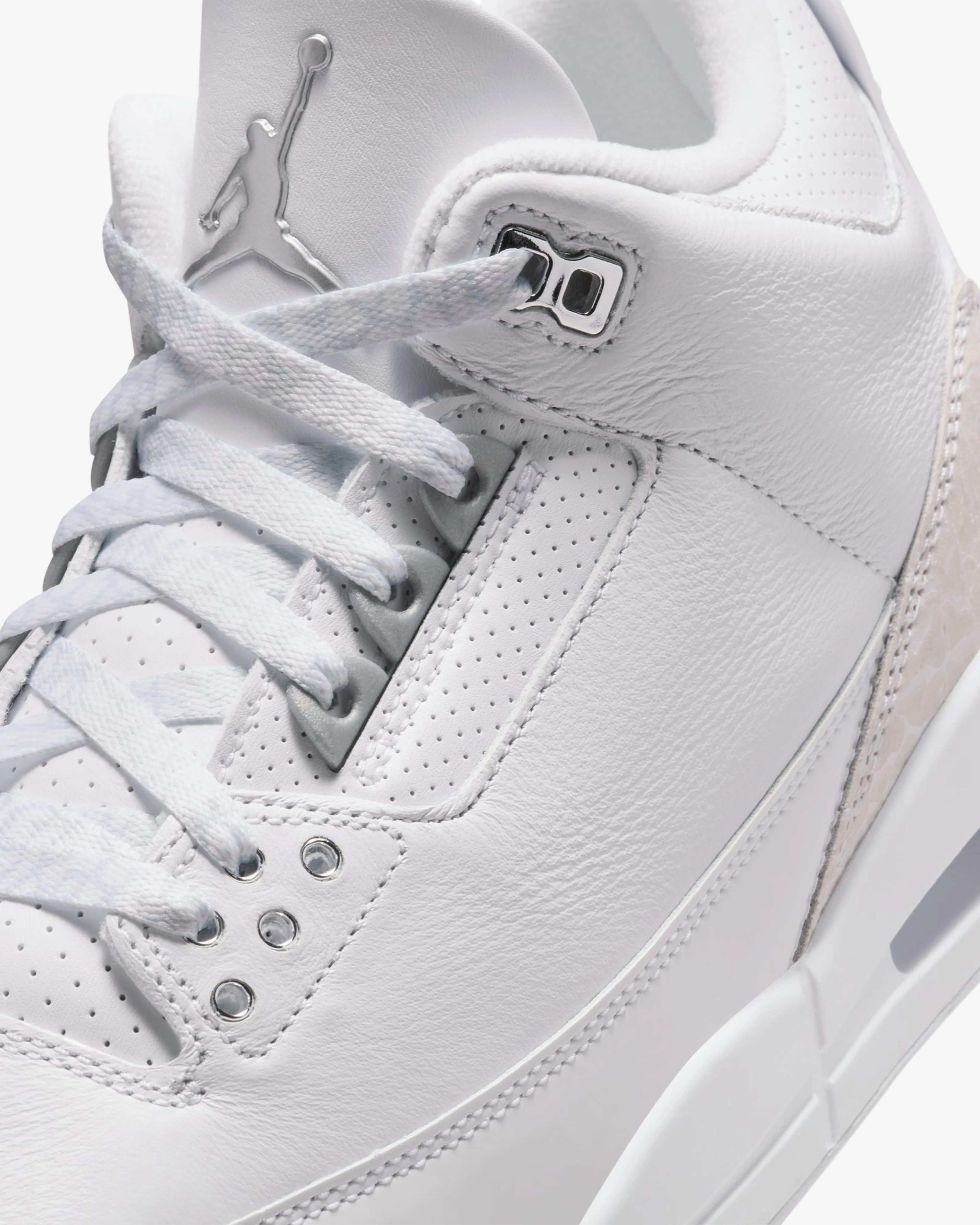 Nike - Men's Air Jordan 3 Retro Sneakers - (White/Silver) - Image 6