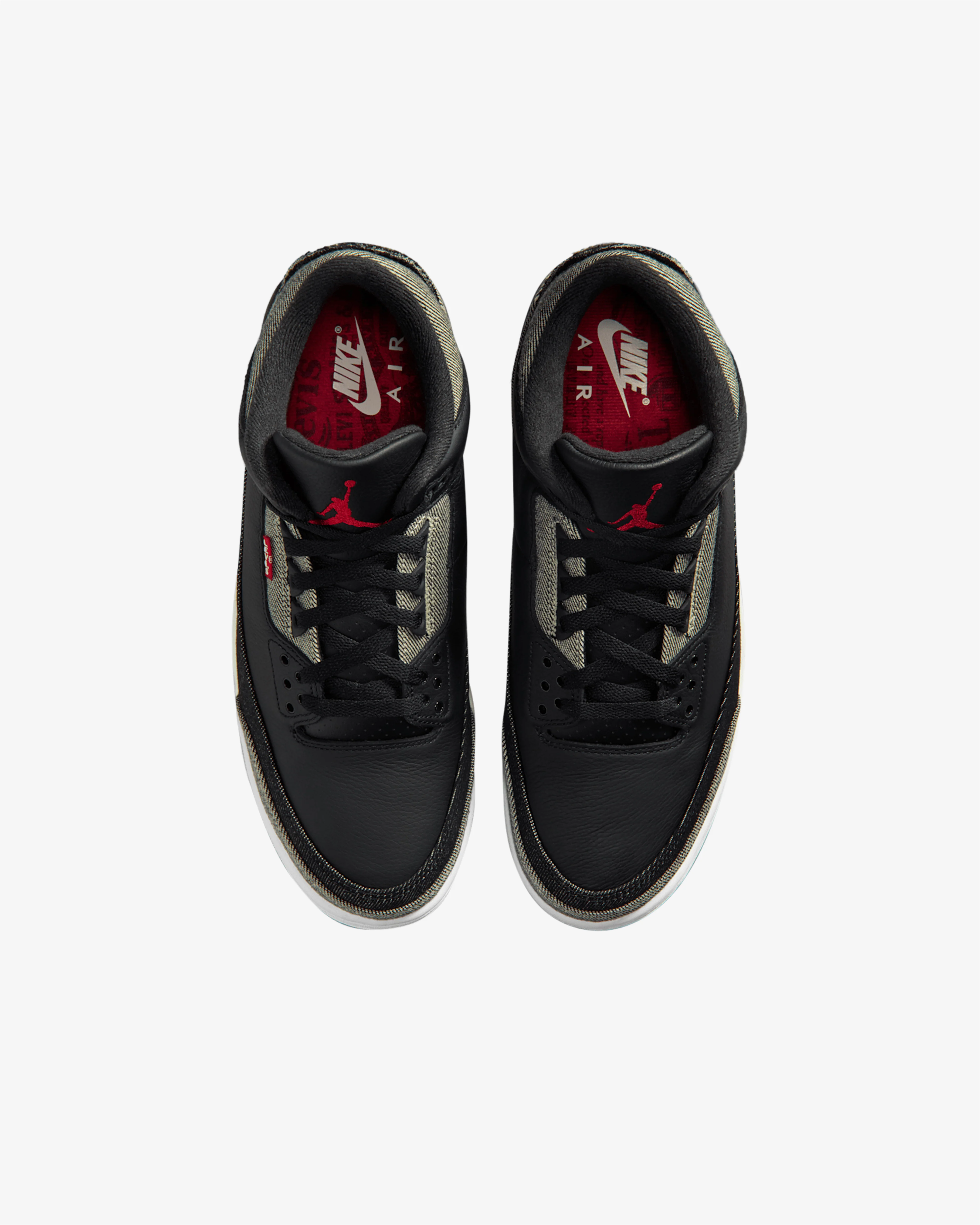Nike - Levi's Men's Air Jordan 3 Sneakers - (Denim/Black/Gym Red) - Image 4