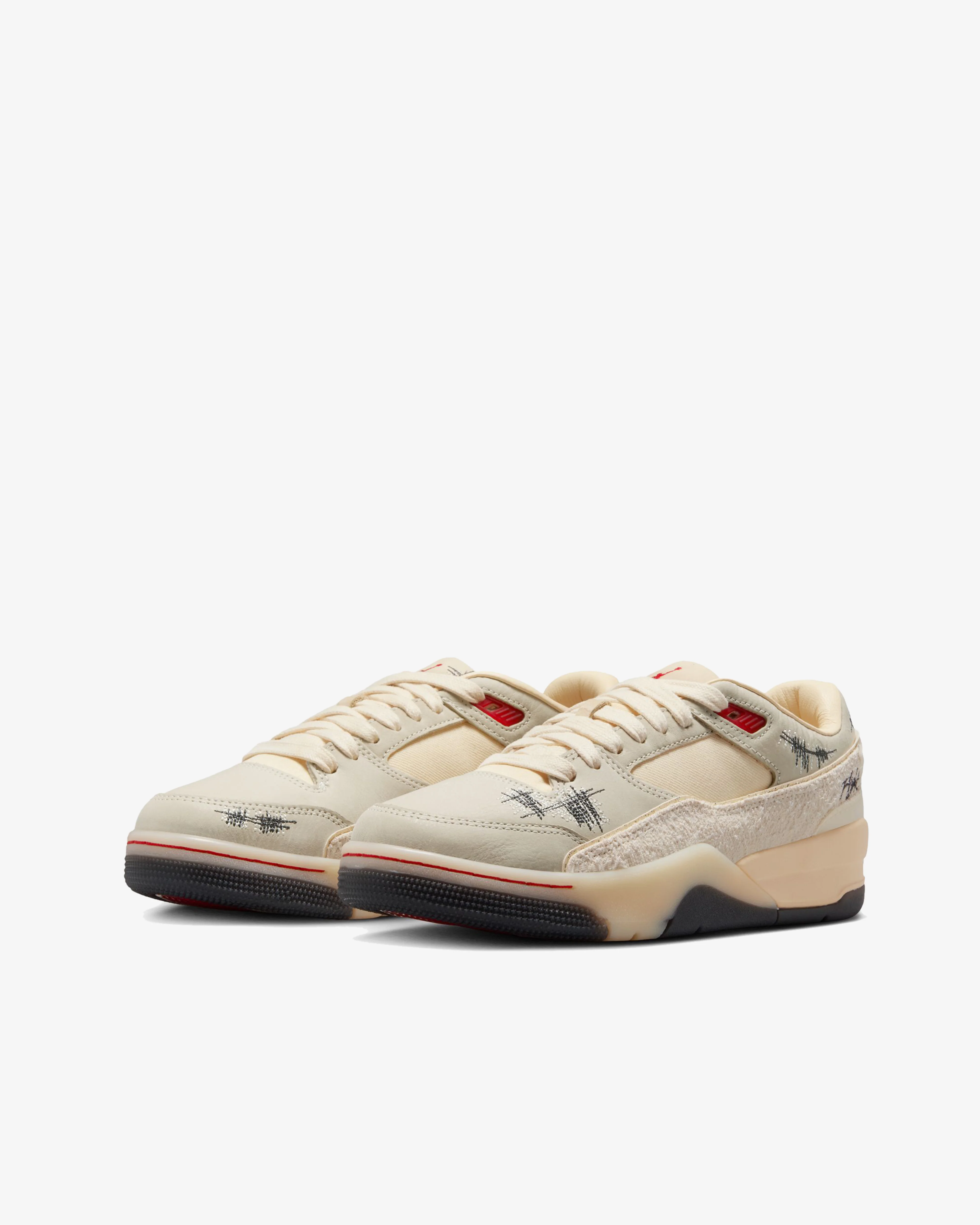 Nike x Téla - Women's Air Jordan Flight Court SP Sneakers - (Coconut Milk/Noir) - Image 3