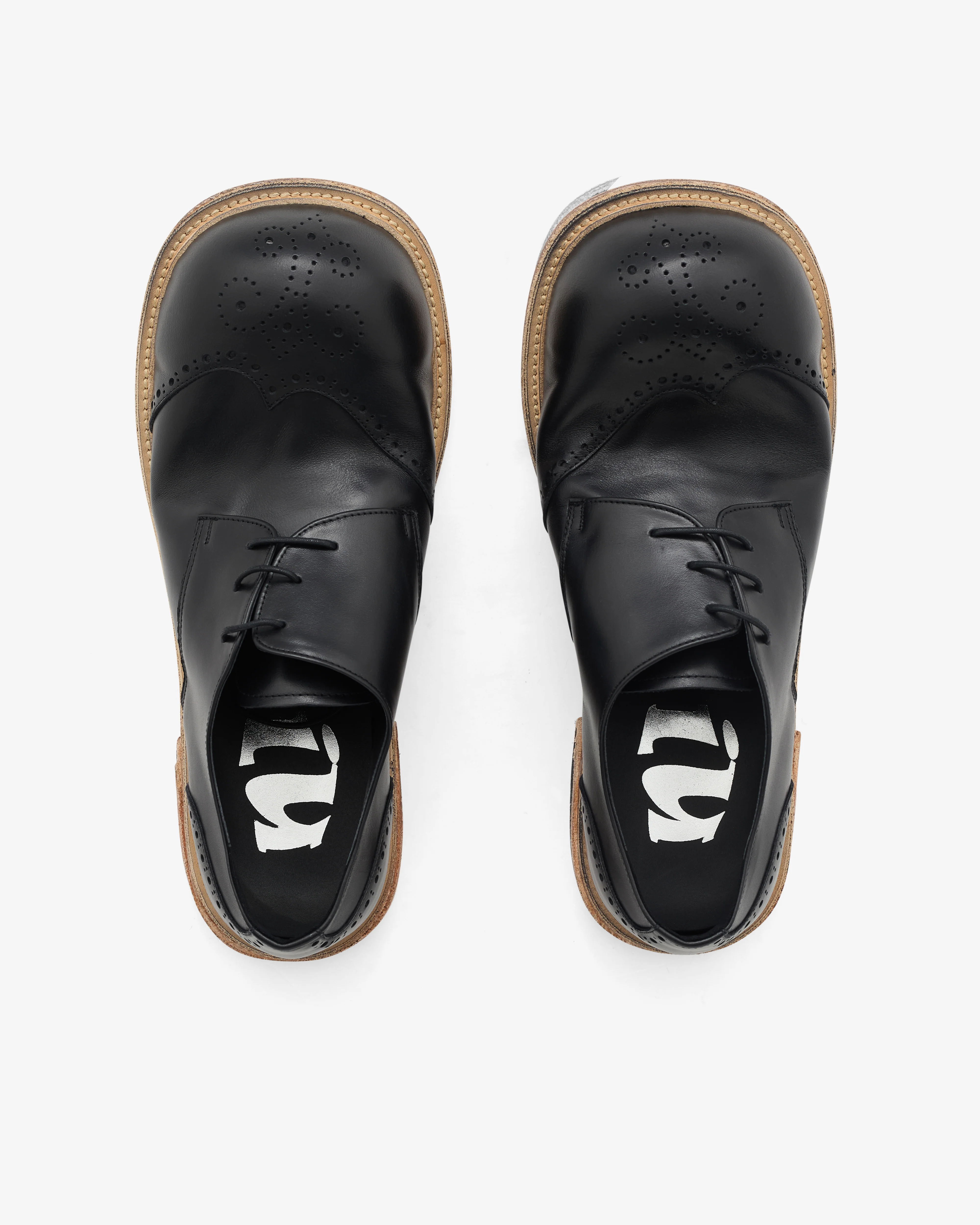 No Idea - Men's Big Foot Curved Wingtip Derby - (Black) - Image 5