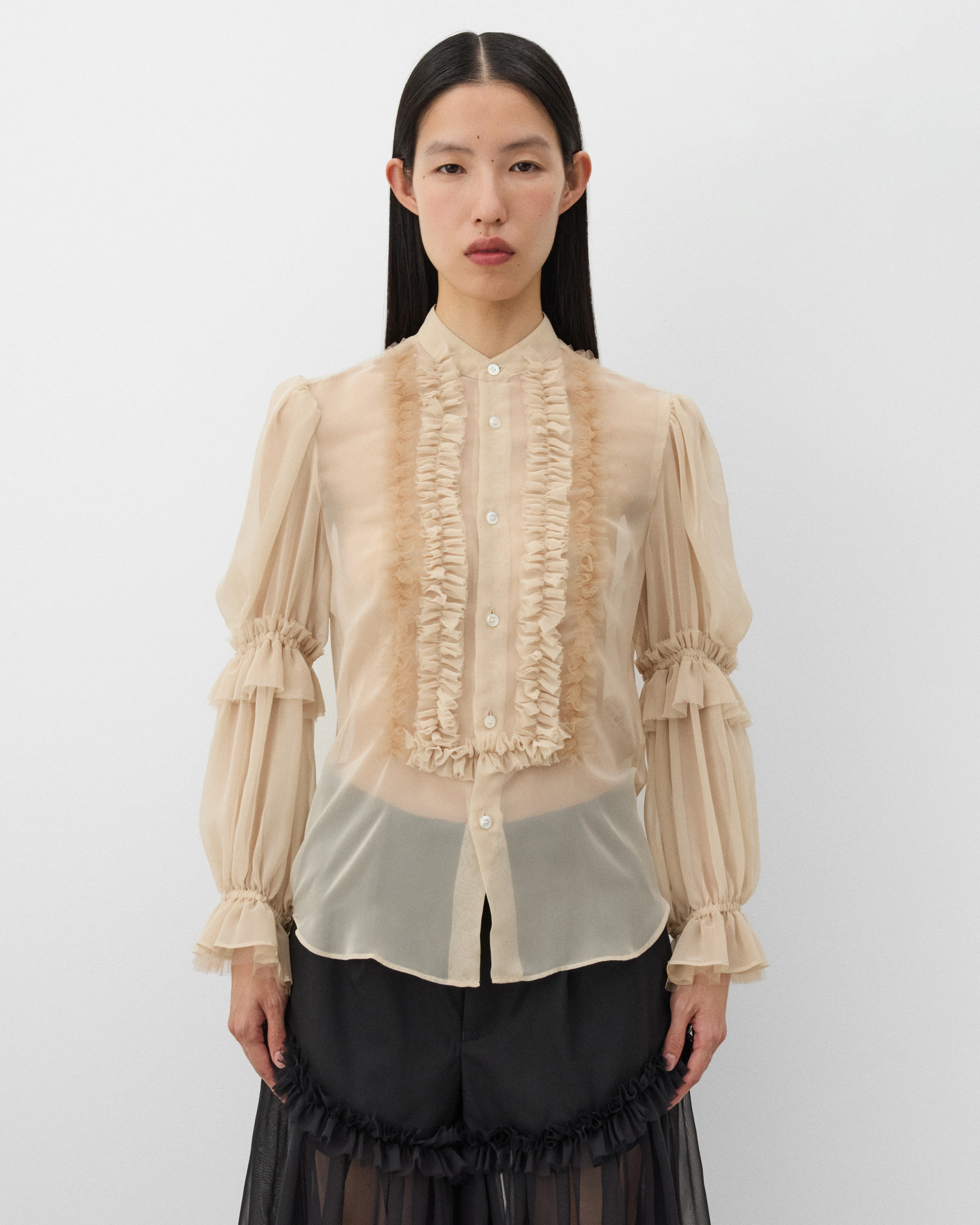Noir Kei Ninomiya - Women's Polyester Georgette Blouse - (Beige) - Image 3