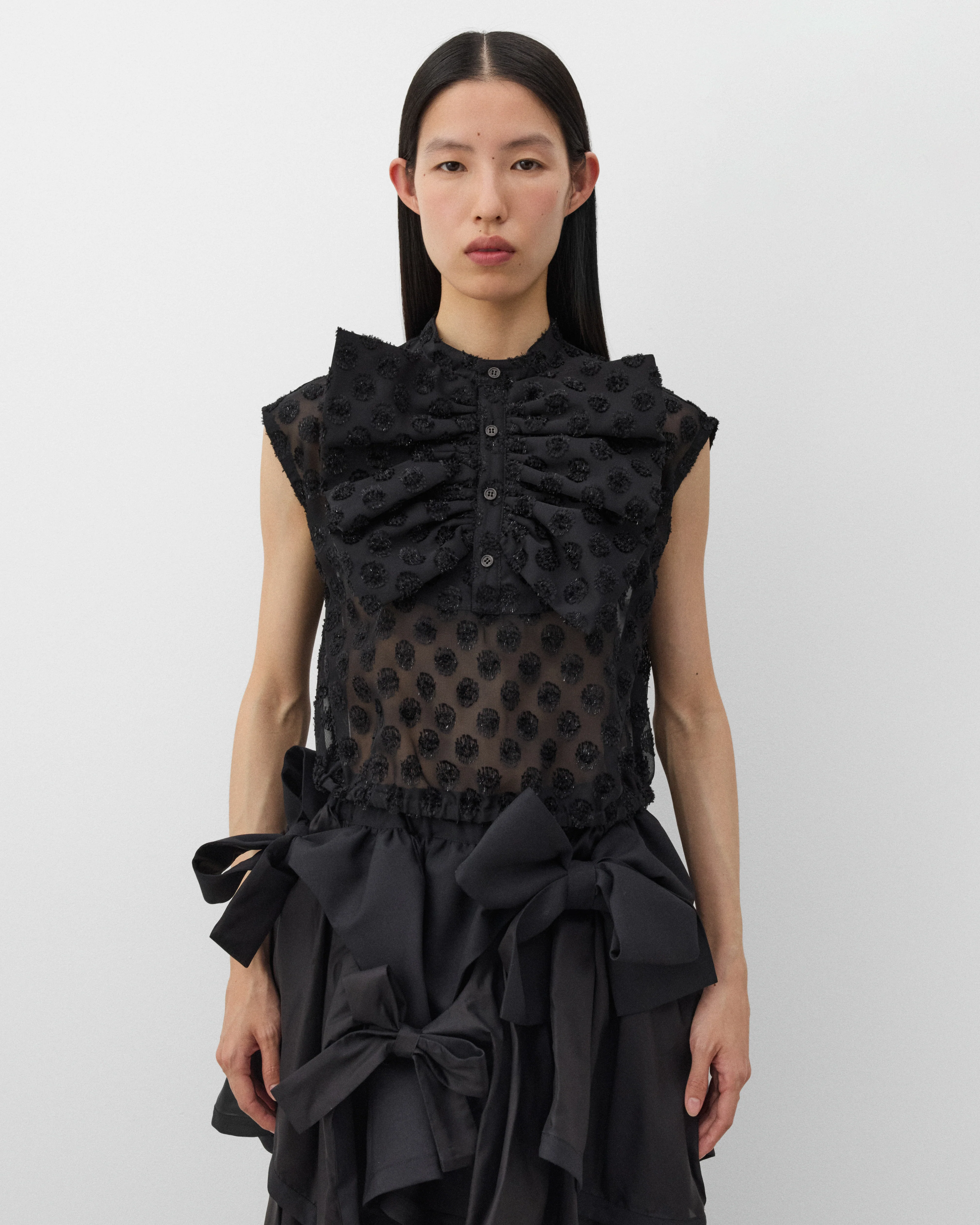 Noir Kei Ninomiya - Women's Polka Dot Georgette Blouse - (Black) - Image 3