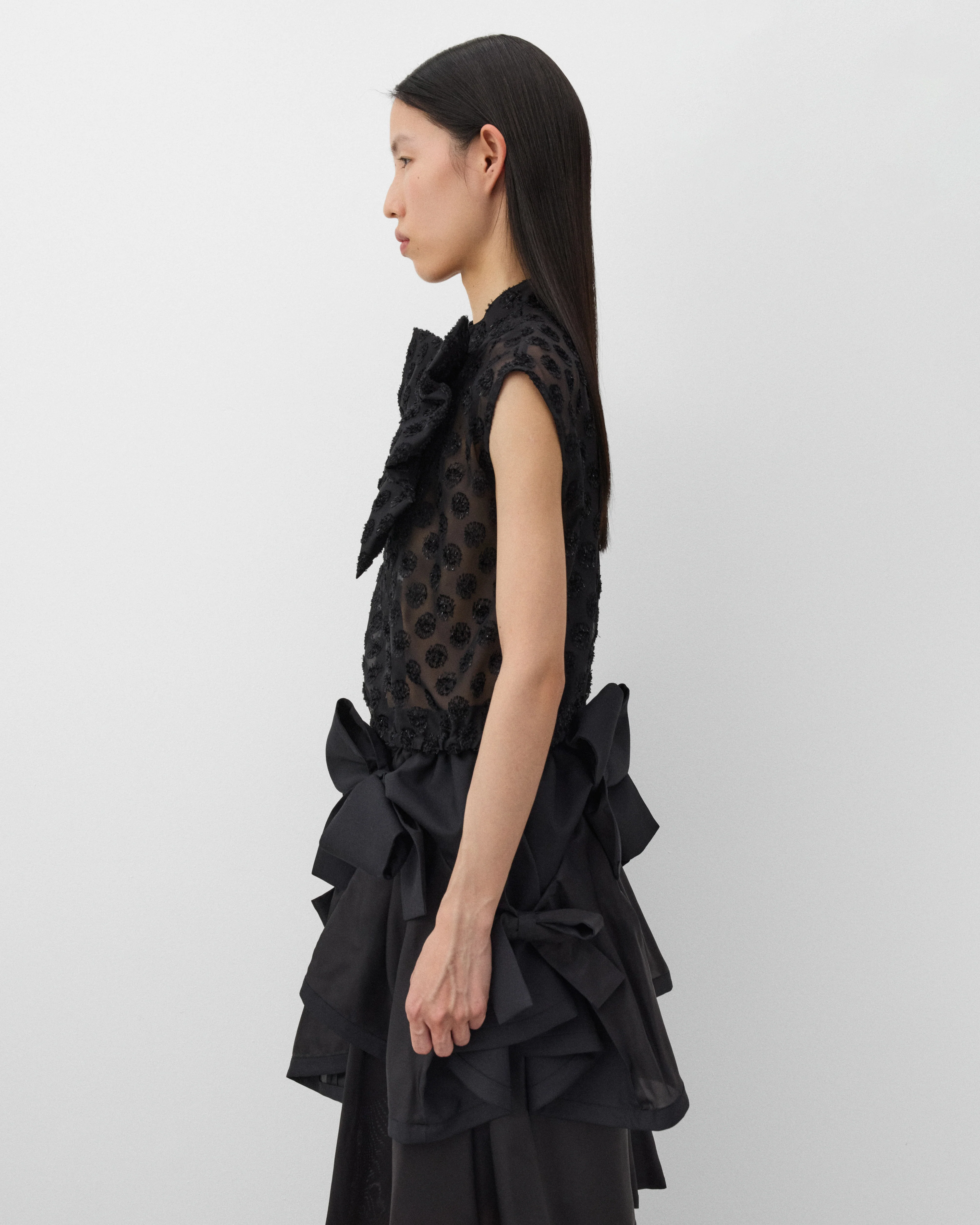 Noir Kei Ninomiya - Women's Polka Dot Georgette Blouse - (Black) - Image 4