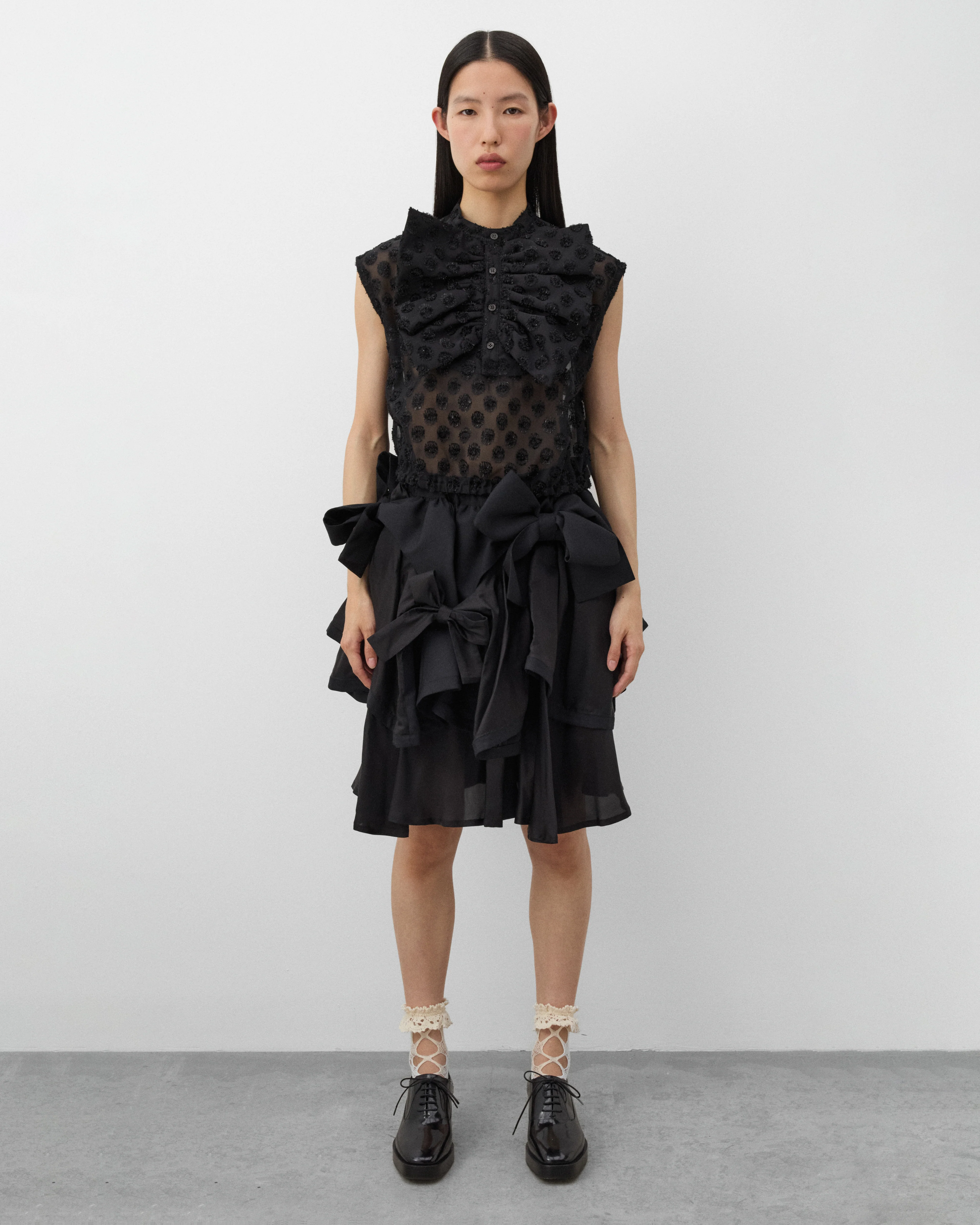 Noir Kei Ninomiya - Women's Polka Dot Georgette Blouse - (Black) - Image 6