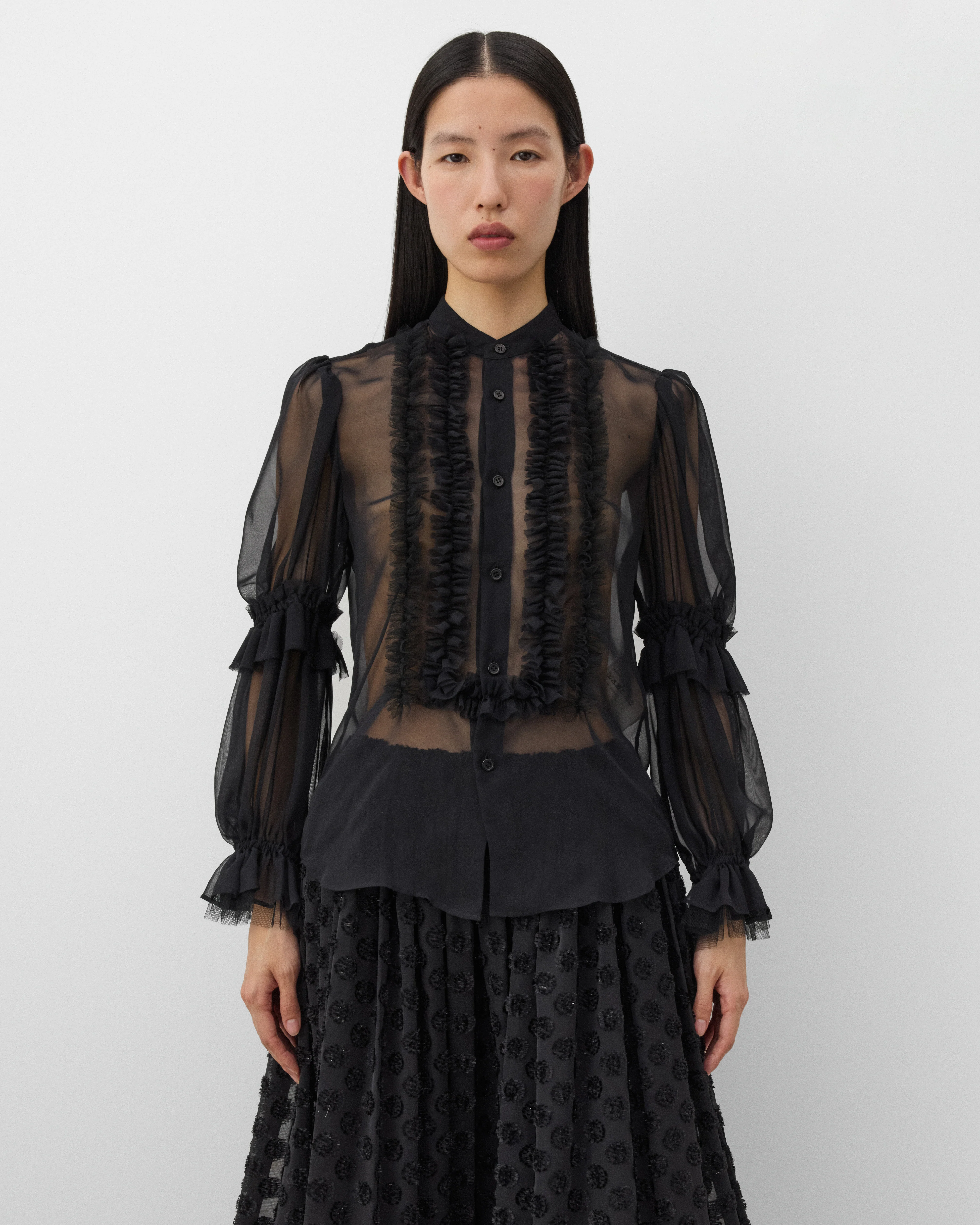 Noir Kei Ninomiya - Women's Polyester Georgette Blouse - (Black) - Image 3