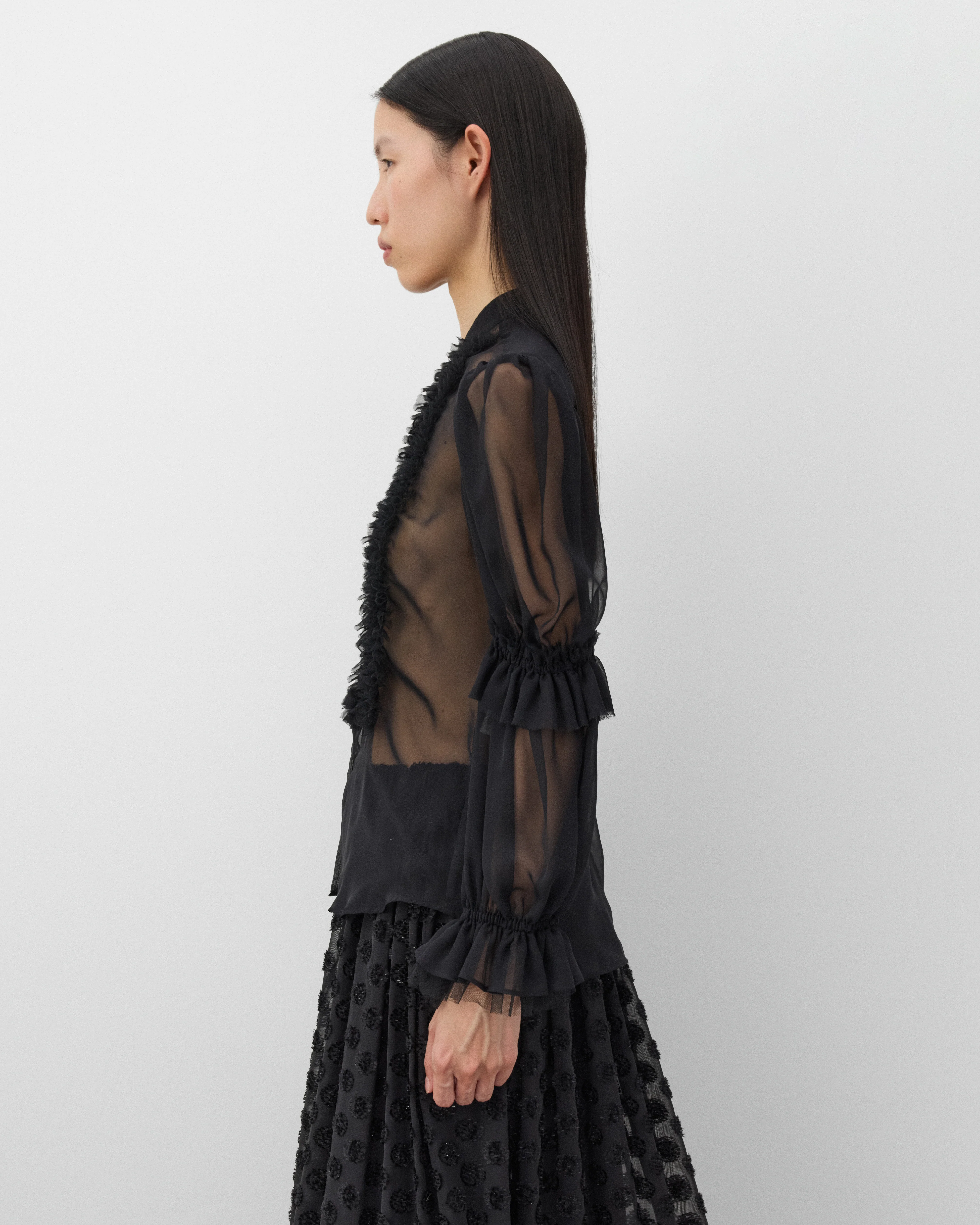 Noir Kei Ninomiya - Women's Polyester Georgette Blouse - (Black) - Image 4