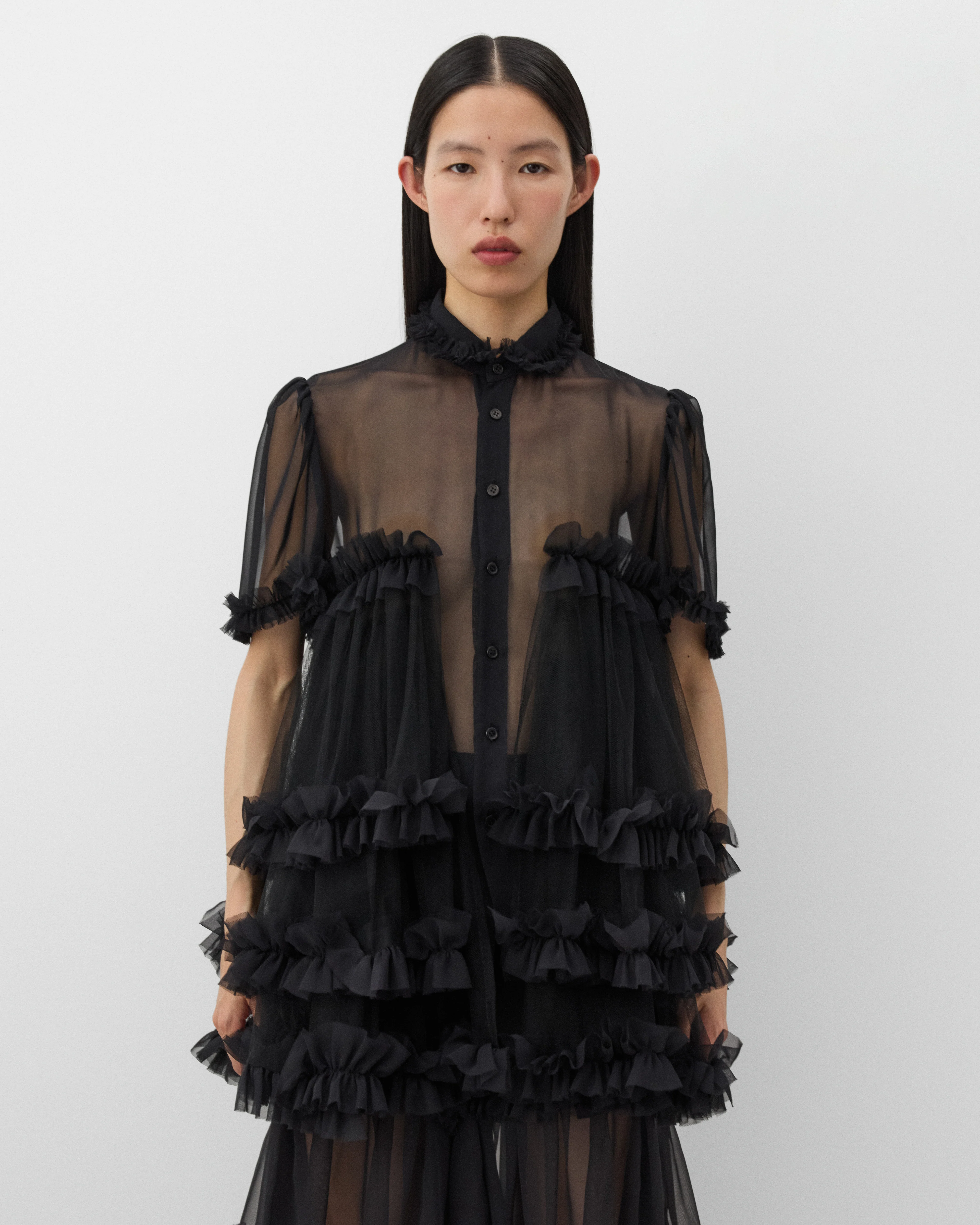 Noir Kei Ninomiya - Women's Tiered Georgette Blouse - (Black) - Image 3