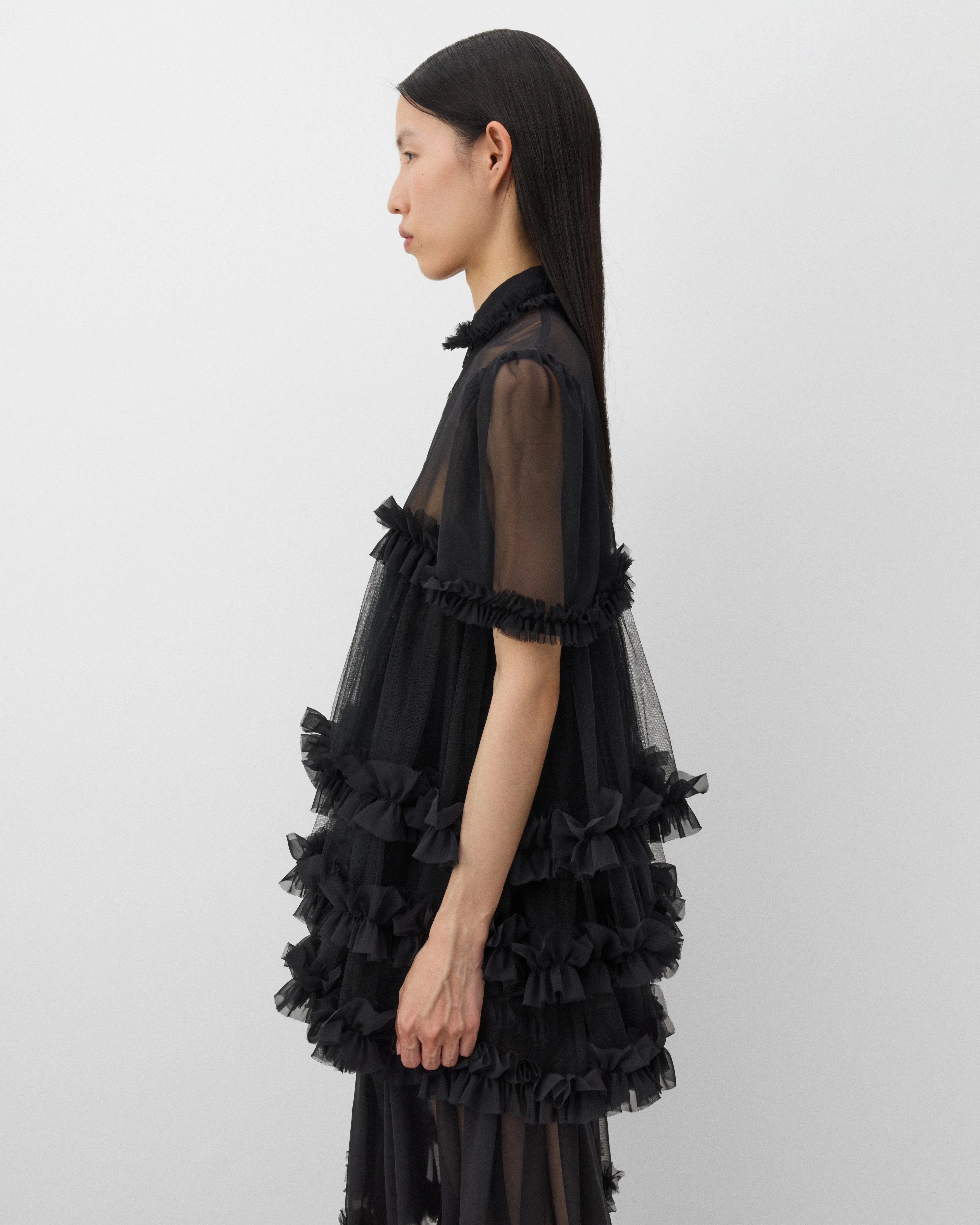 Noir Kei Ninomiya - Women's Tiered Georgette Blouse - (Black) - Image 4