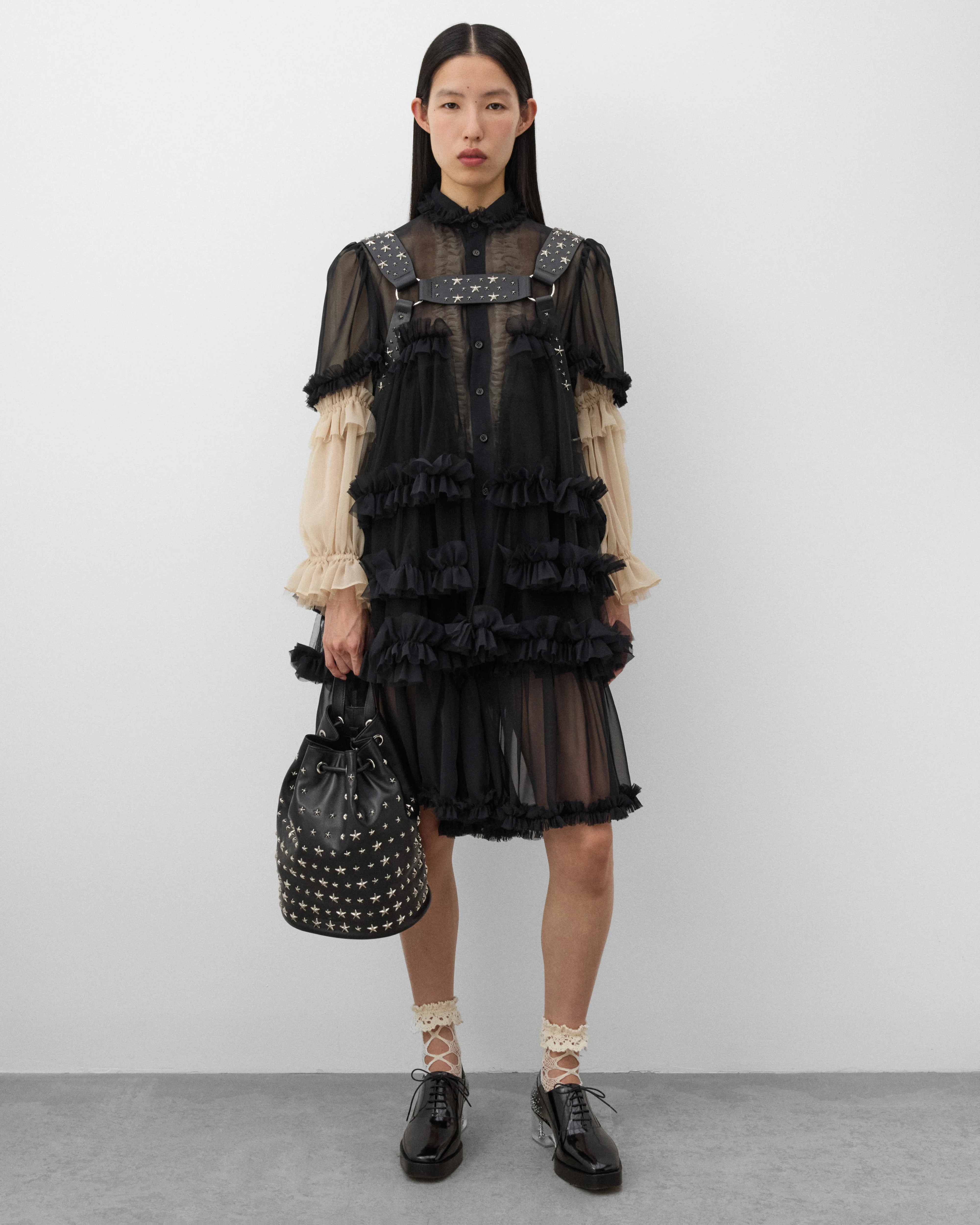 Noir Kei Ninomiya - Women's Tiered Georgette Blouse - (Black) - Image 6