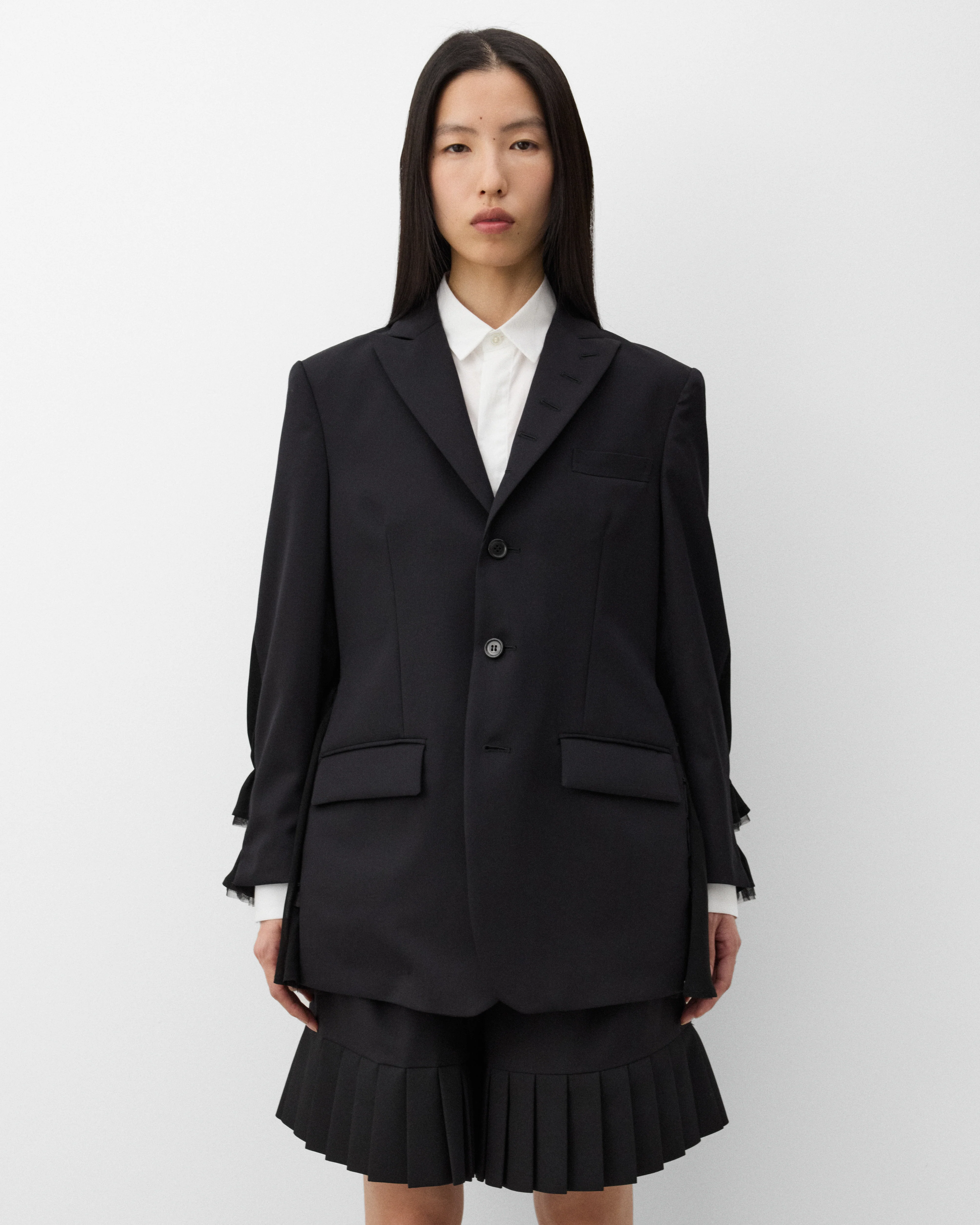 Noir Kei Ninomiya - Women's Tulle Overlay Blazer - (Black) - Image 3