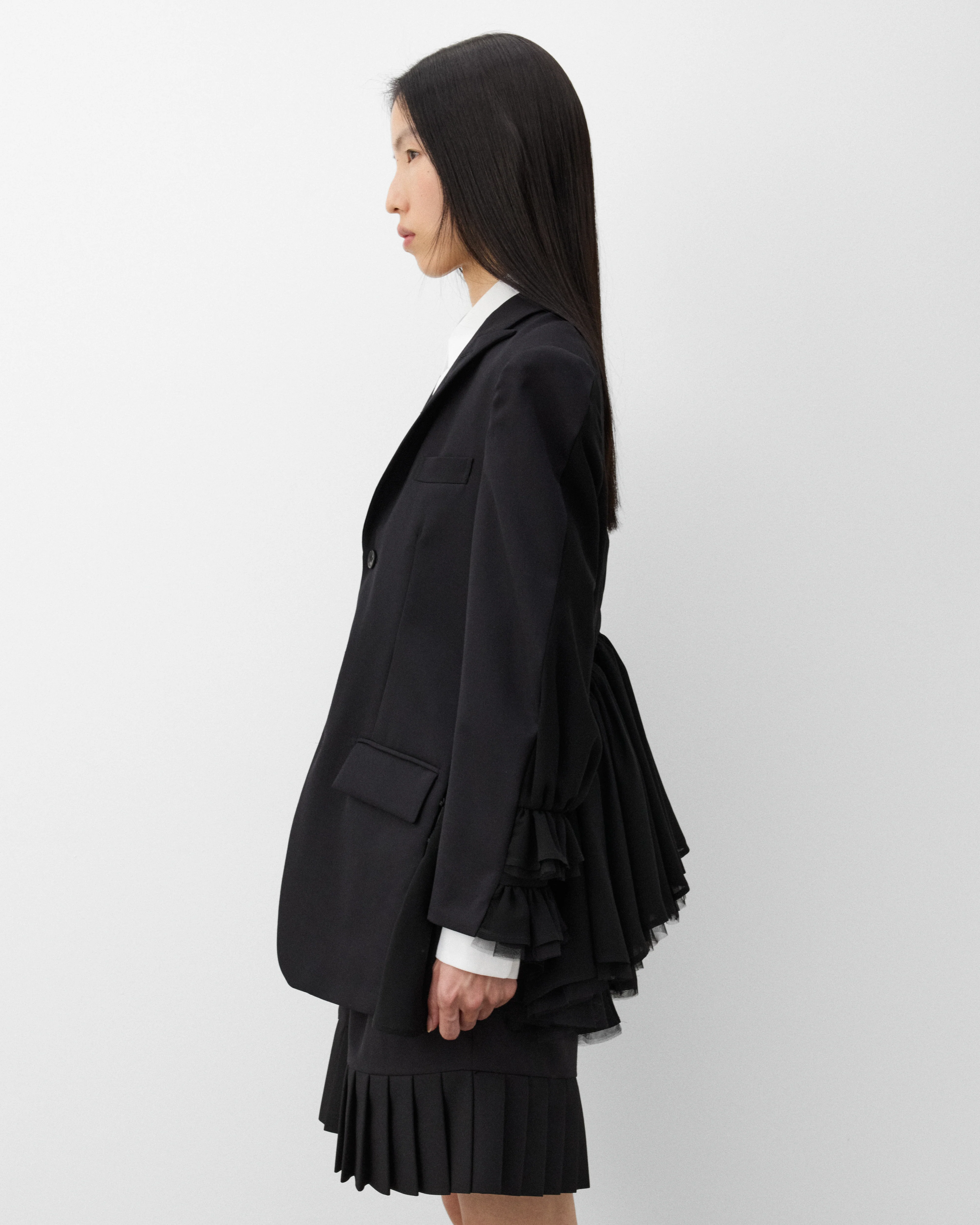 Noir Kei Ninomiya - Women's Tulle Overlay Blazer - (Black) - Image 4
