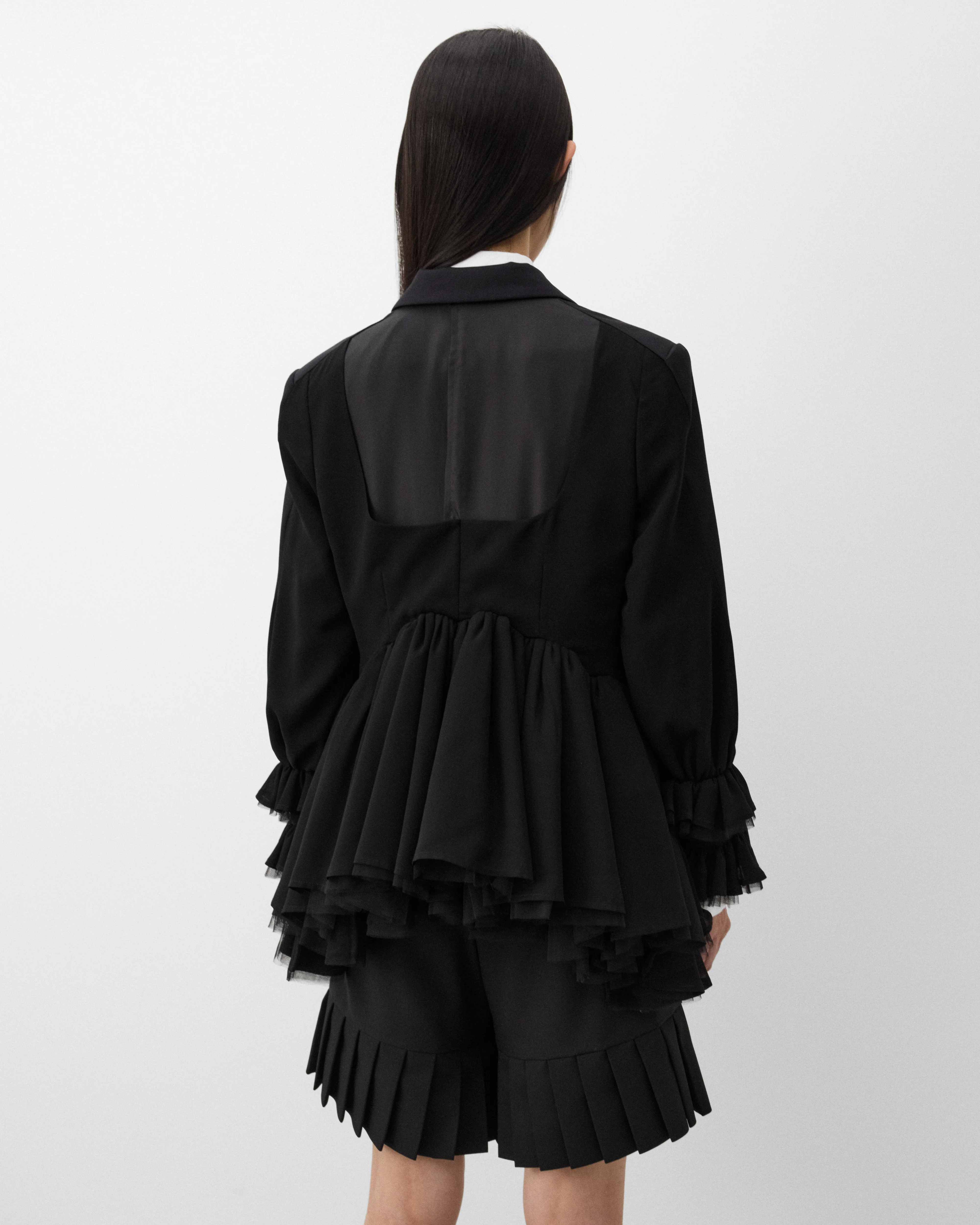 Noir Kei Ninomiya - Women's Tulle Overlay Blazer - (Black) - Image 5