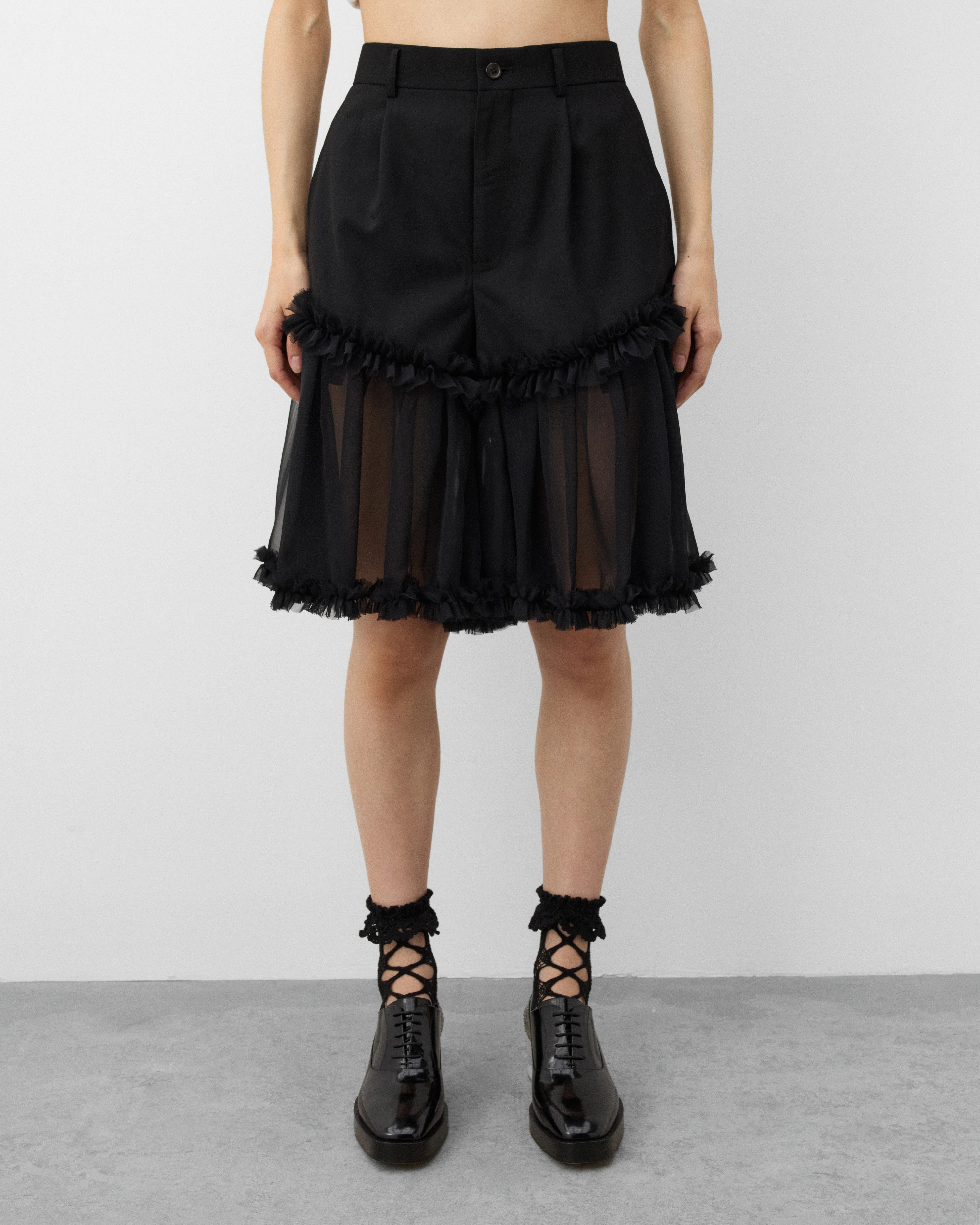 Noir Kei Ninomiya - Women's Pleated Tulle Shorts - (Black) - Image 3