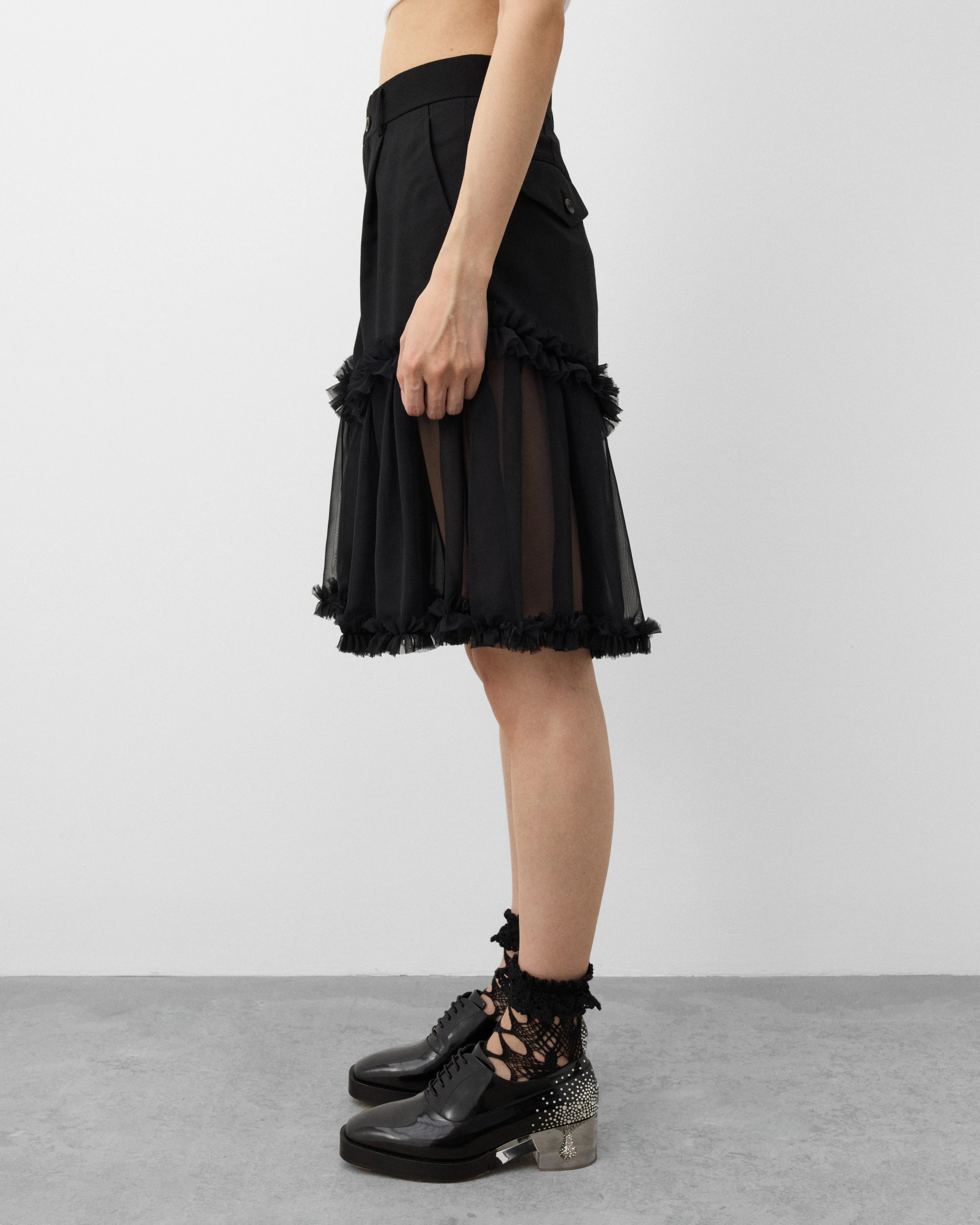 Noir Kei Ninomiya - Women's Pleated Tulle Shorts - (Black) - Image 4