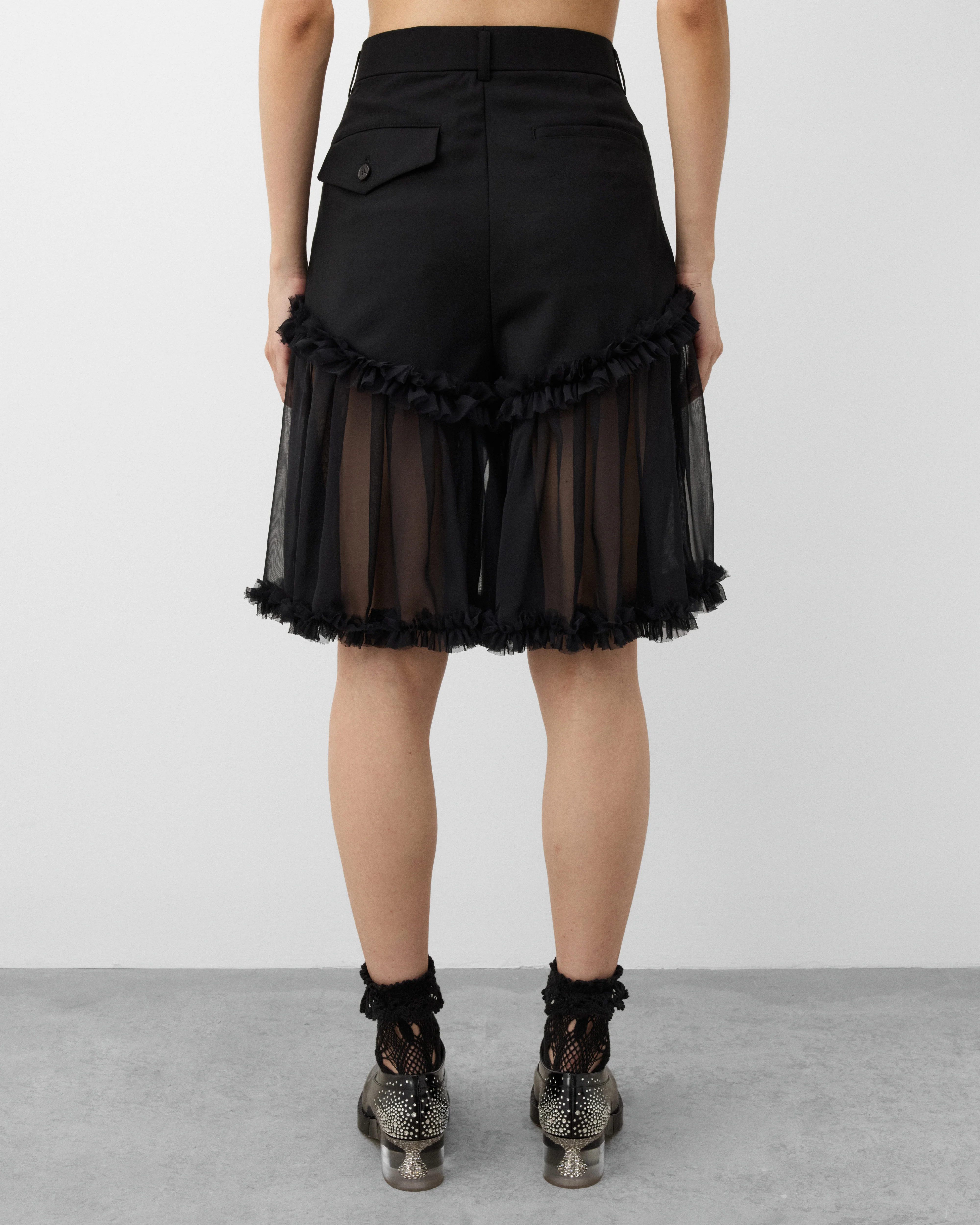 Noir Kei Ninomiya - Women's Pleated Tulle Shorts - (Black) - Image 5