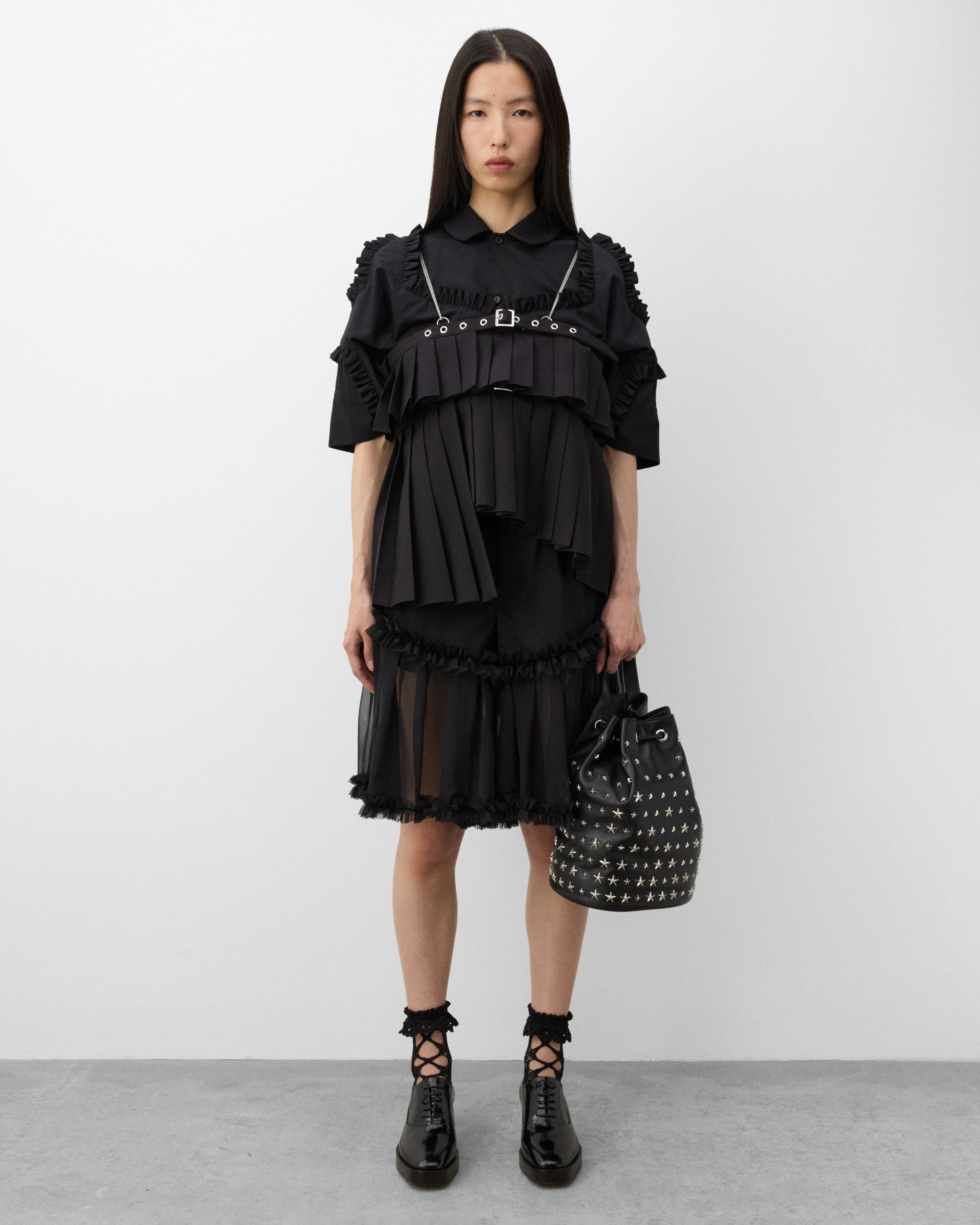 Noir Kei Ninomiya - Women's Pleated Tulle Shorts - (Black) - Image 6