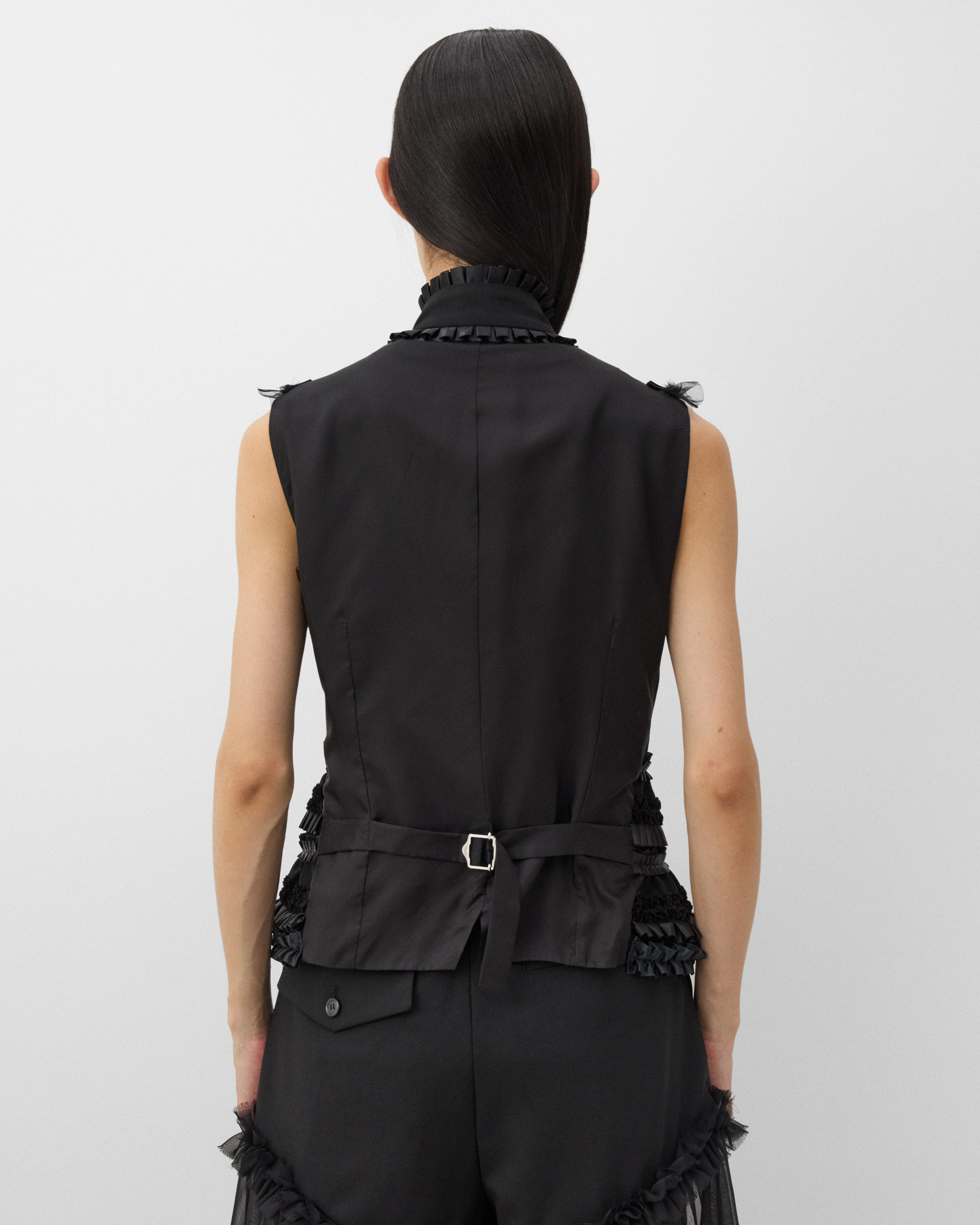 Noir Kei Ninomiya - Women's Ruffle Bow Vest - (Black) - Image 5