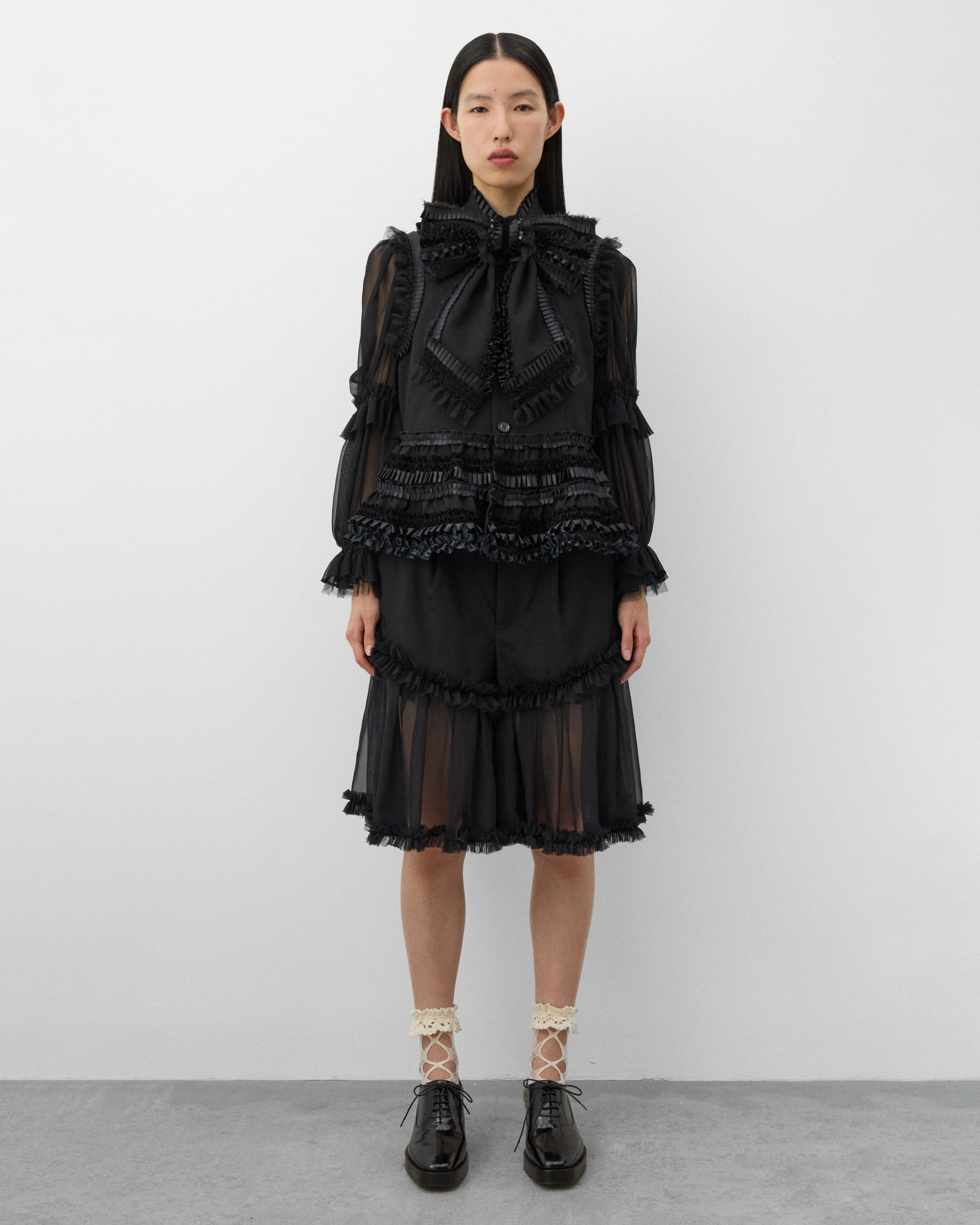Noir Kei Ninomiya - Women's Ruffle Bow Vest - (Black) - Image 6