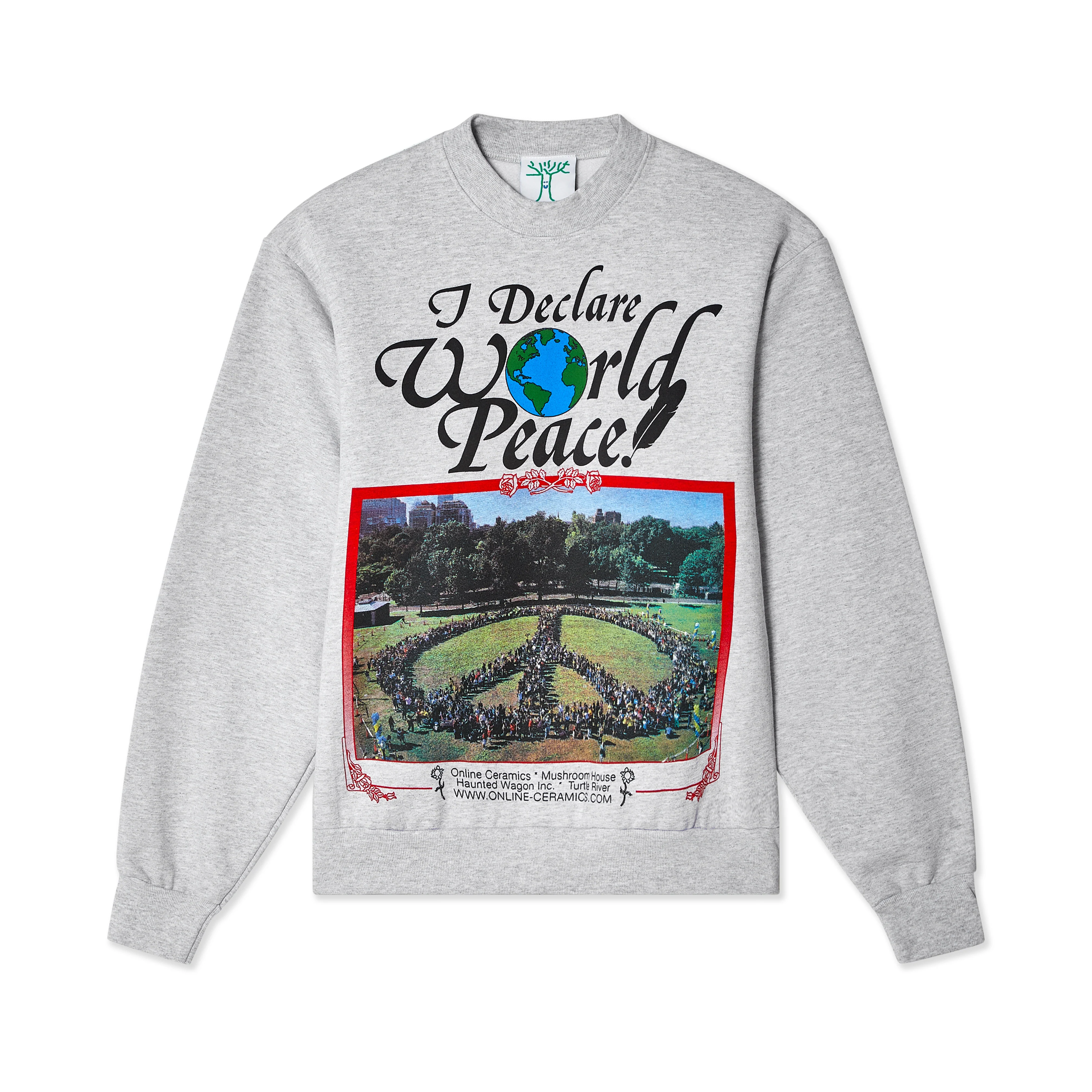 Online Ceramics - I Declare World Peace Crewneck - (Ash)