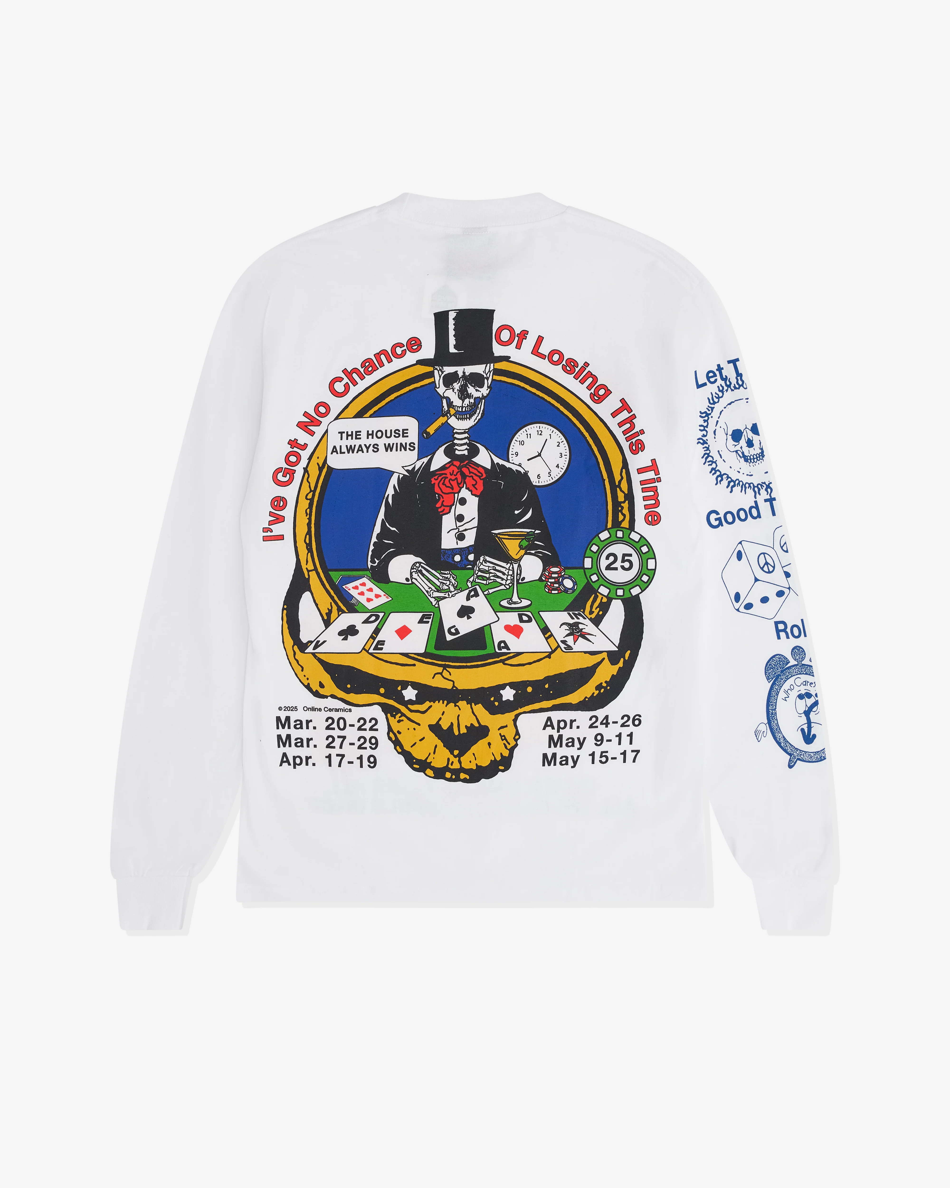 Online Ceramics - Men's Death Smiles At Us All Long Sleeves T-Shirt - (White) - Image 2