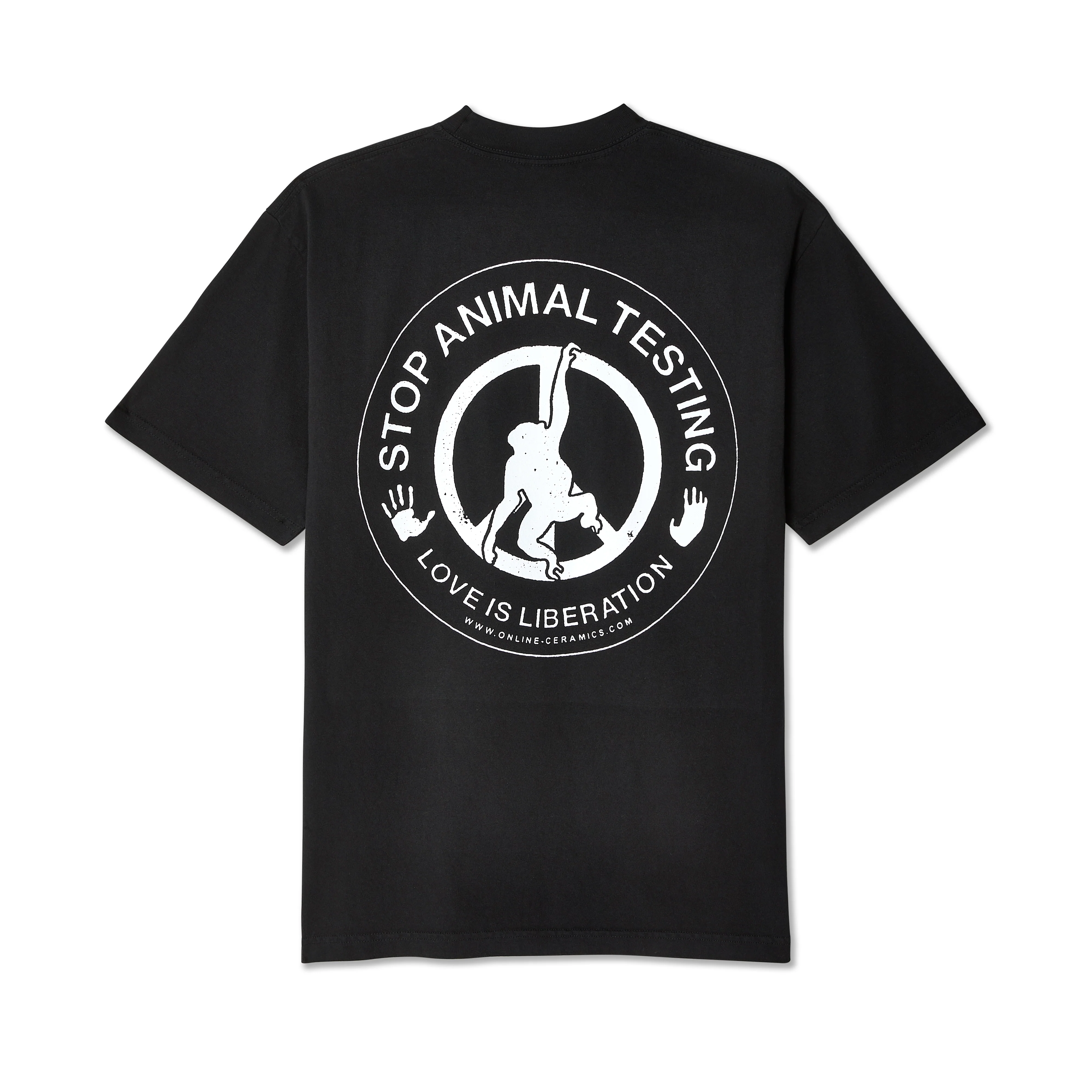 Online Ceramics - Stop Animal Testing T-Shirt - (Black) - Image 2