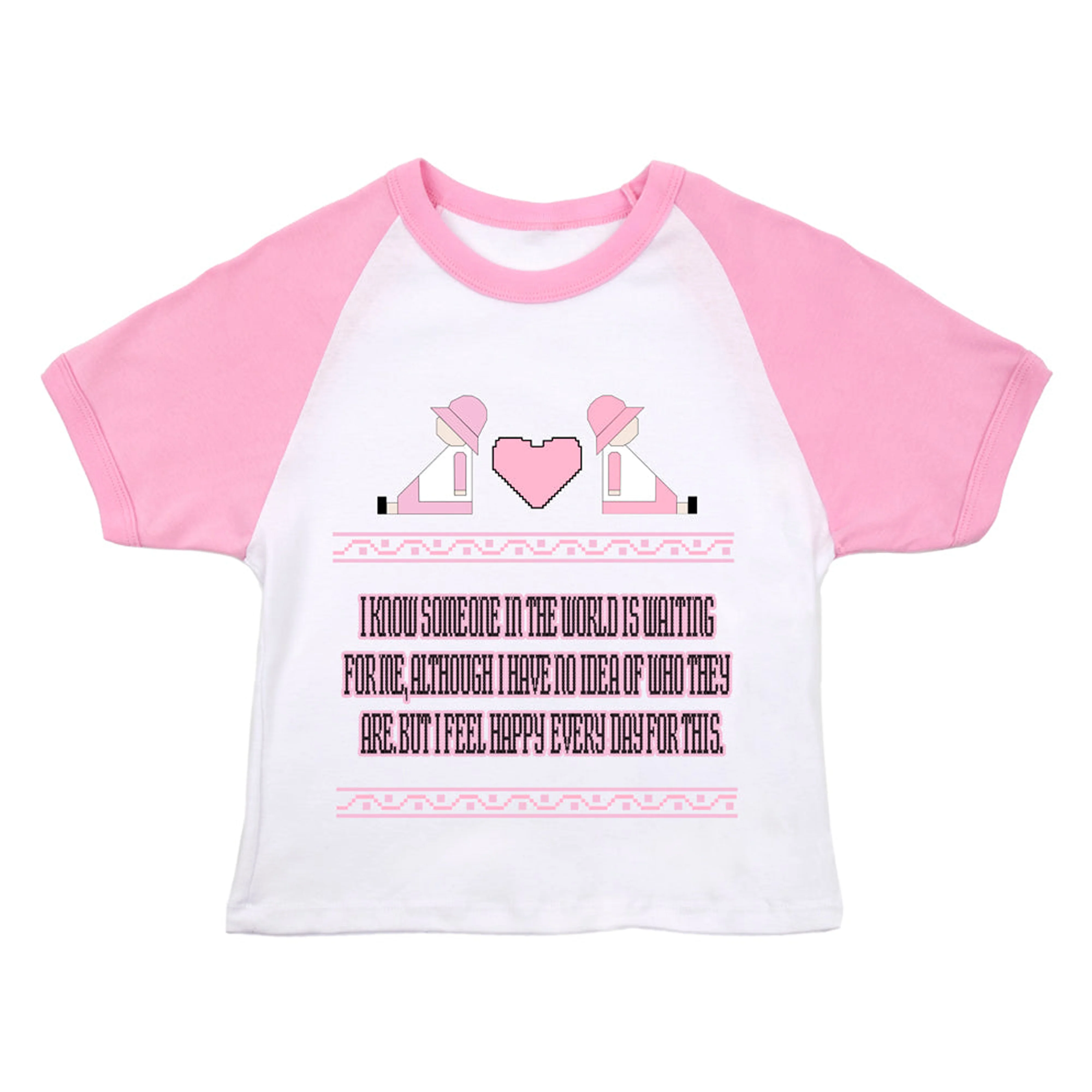 Online Ceramics - Someone Is Waiting For Me Baby Tee - (Pink/White)