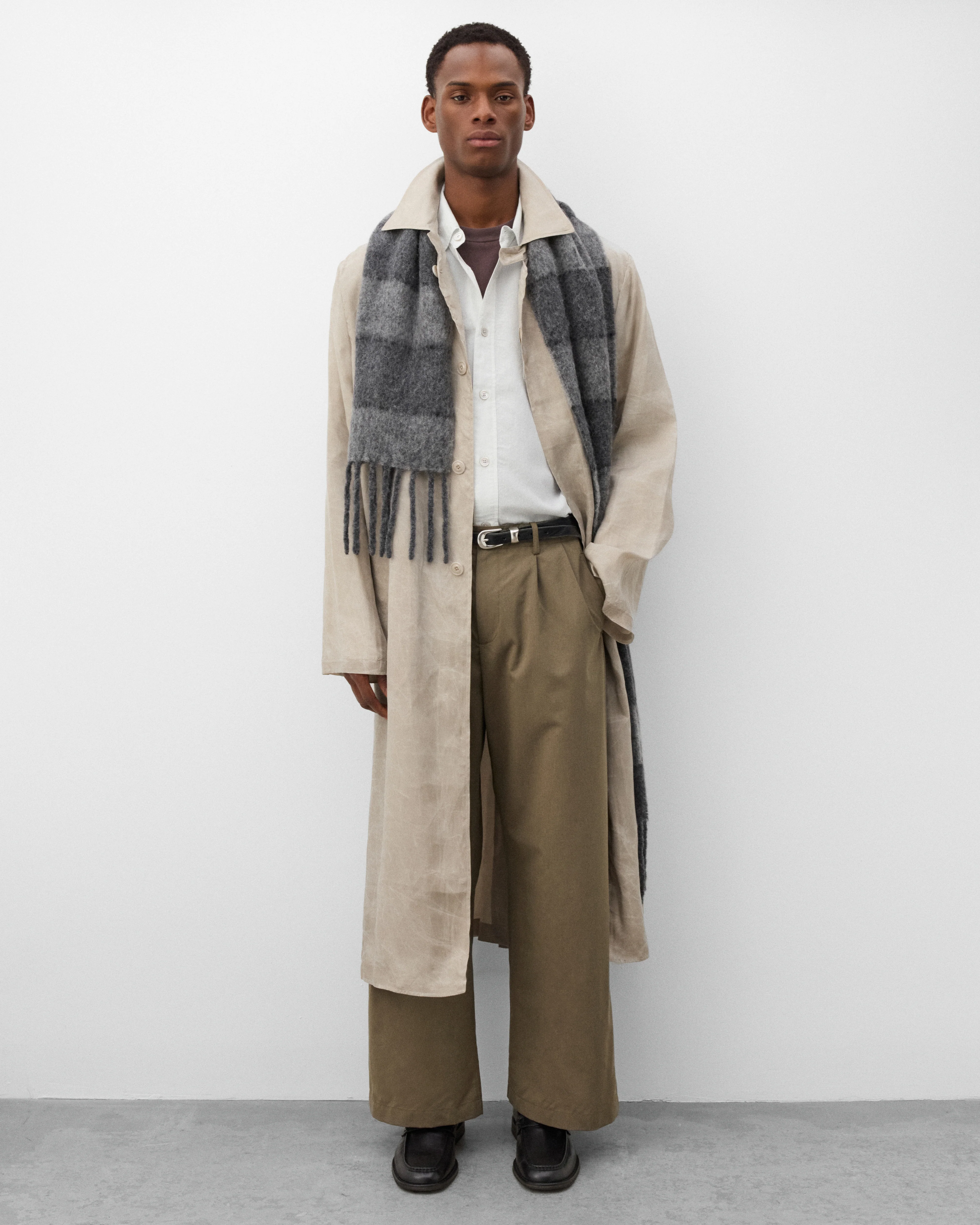 Our Legacy - Men's Cloak Carcoat - (Ghost Grey) - Image 6