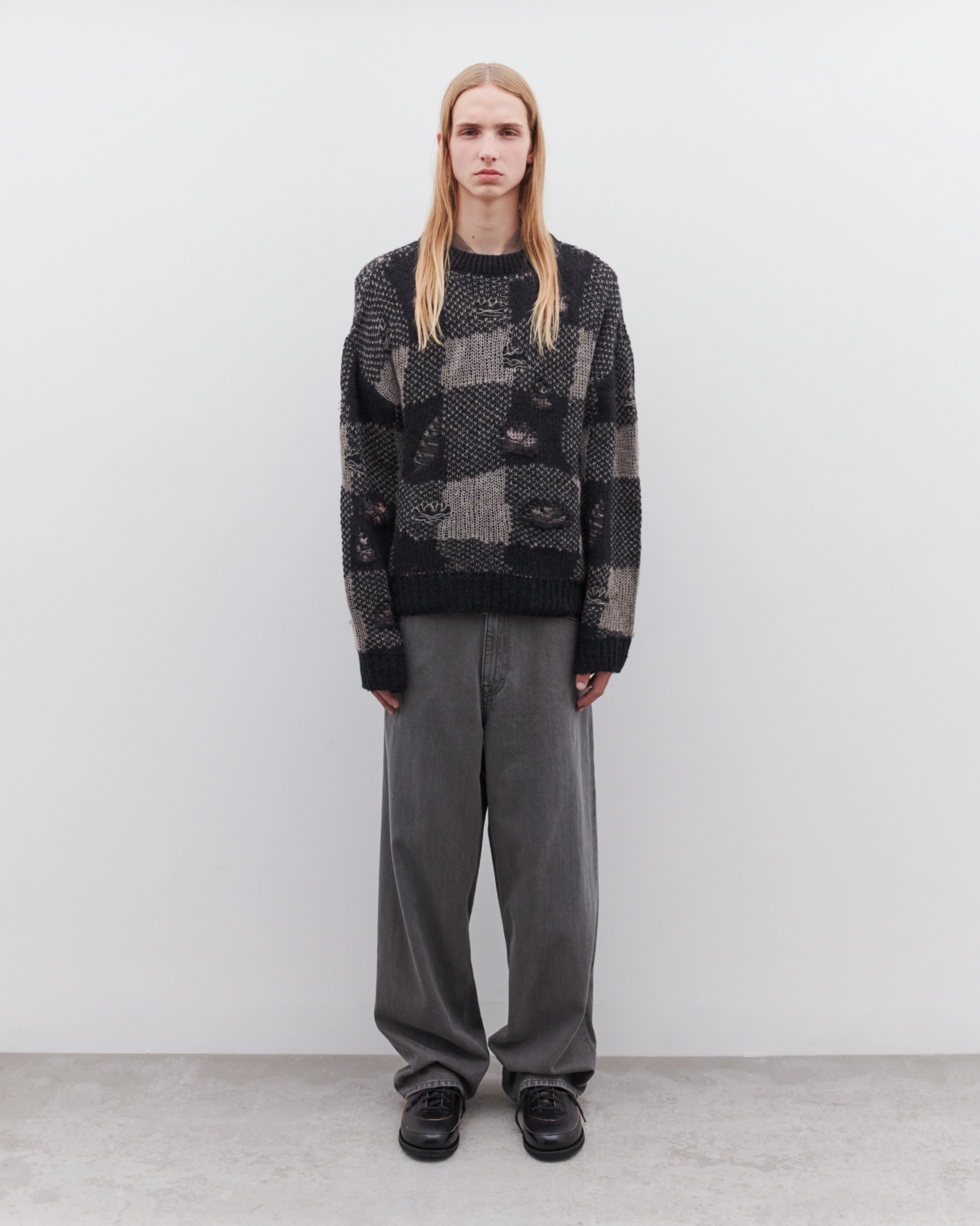 Our Legacy - Men's Sonar Roundneck - (Black Destructive Gingham) - Image 5