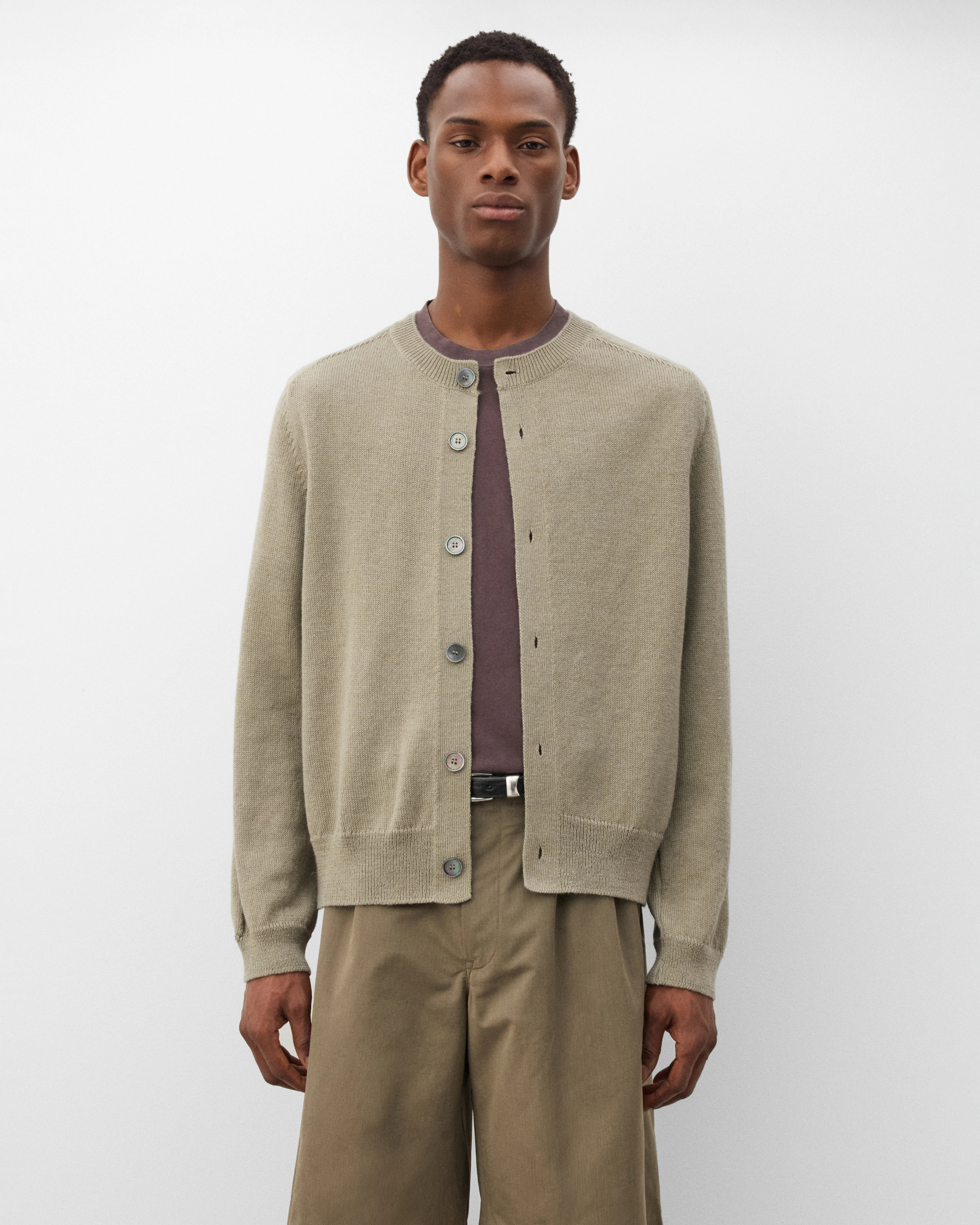 Our Legacy - Men's True Cardigan - (Silver Sage Coarse Linen Wool) - Image 3