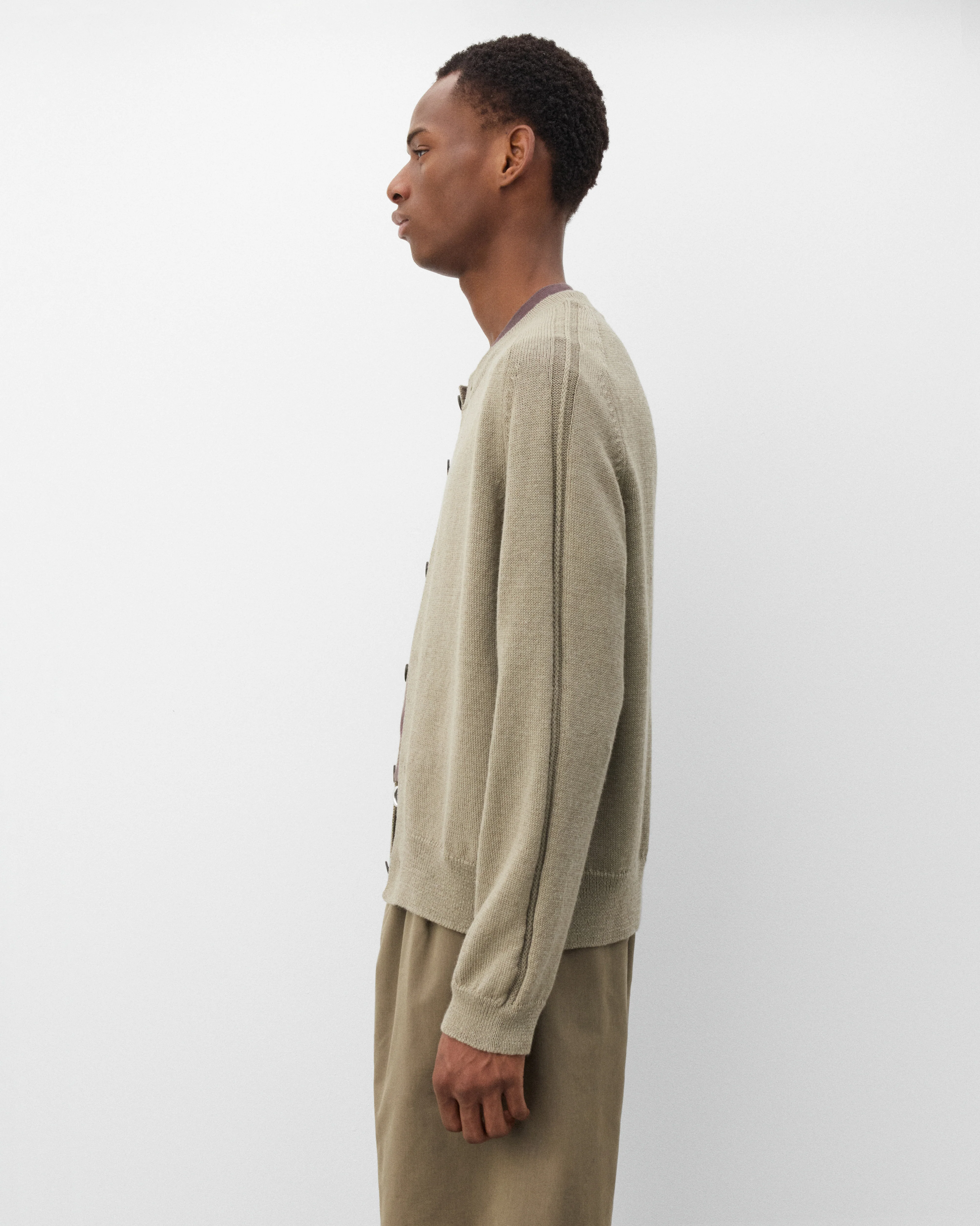 Our Legacy - Men's True Cardigan - (Silver Sage Coarse Linen Wool) - Image 4