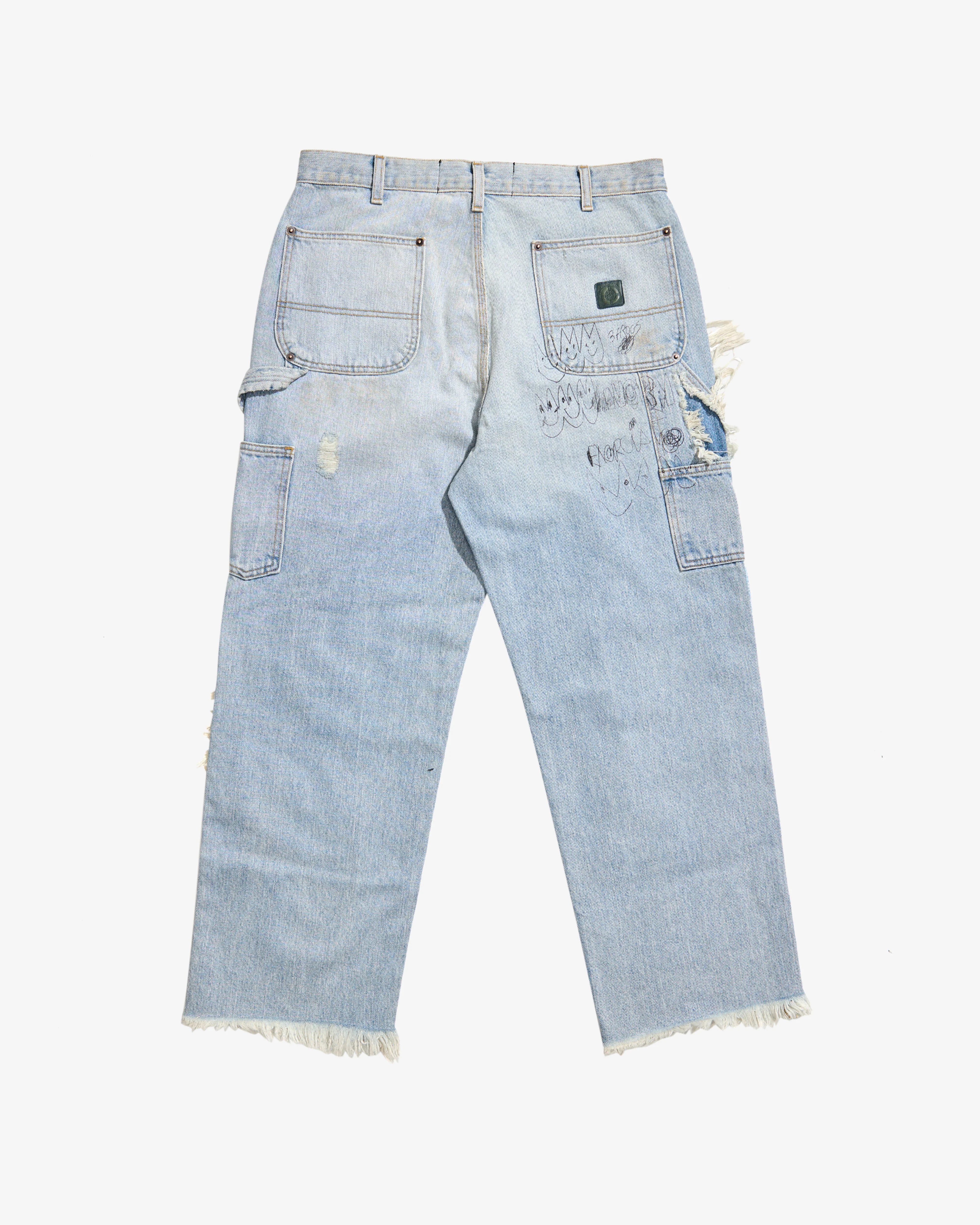 Paly - Men's Busted Double Knee Jean - (Denim) - Image 2