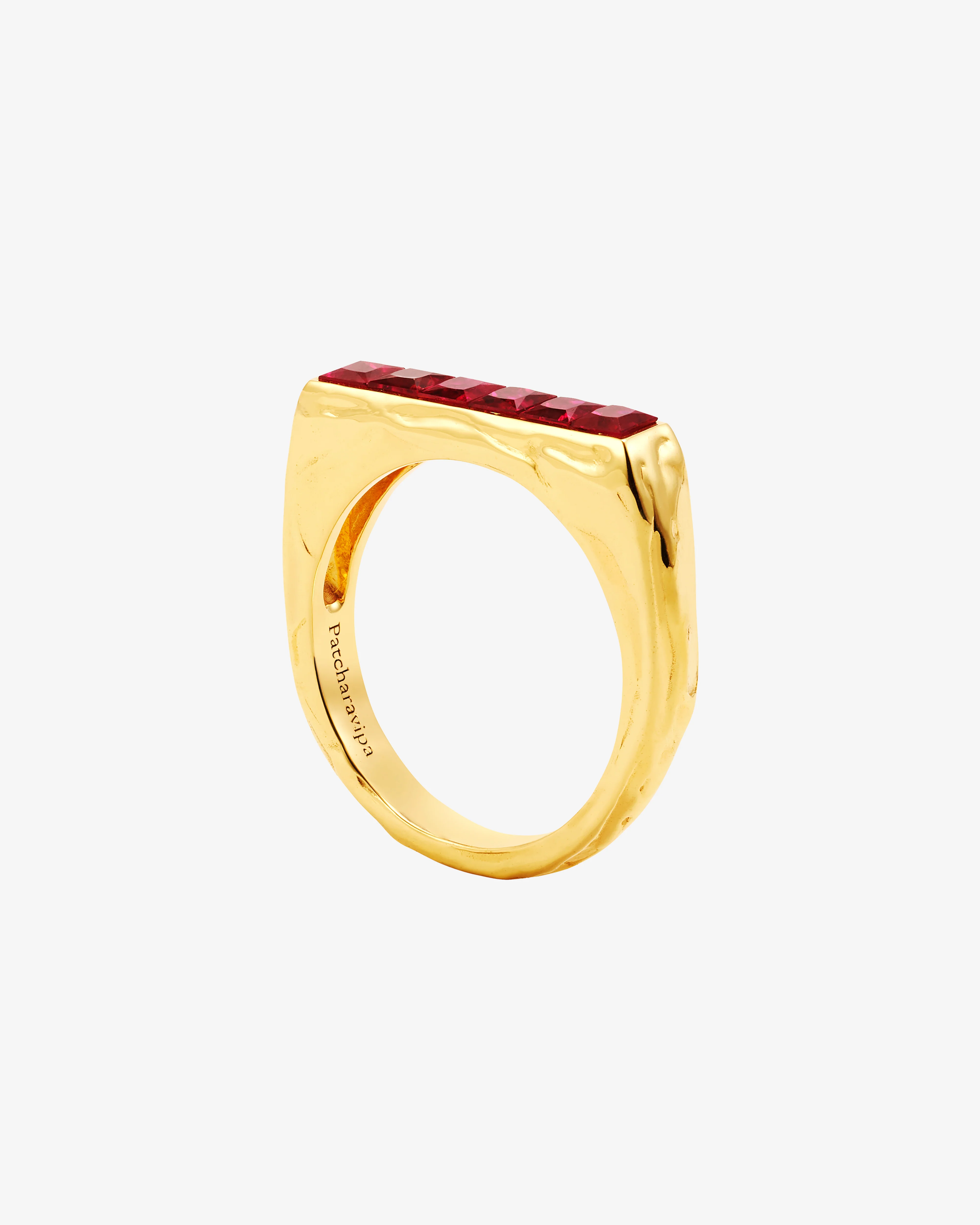 Patcharavipa - Women's Ruby Track Ring - (Yellow Gold) - Image 3