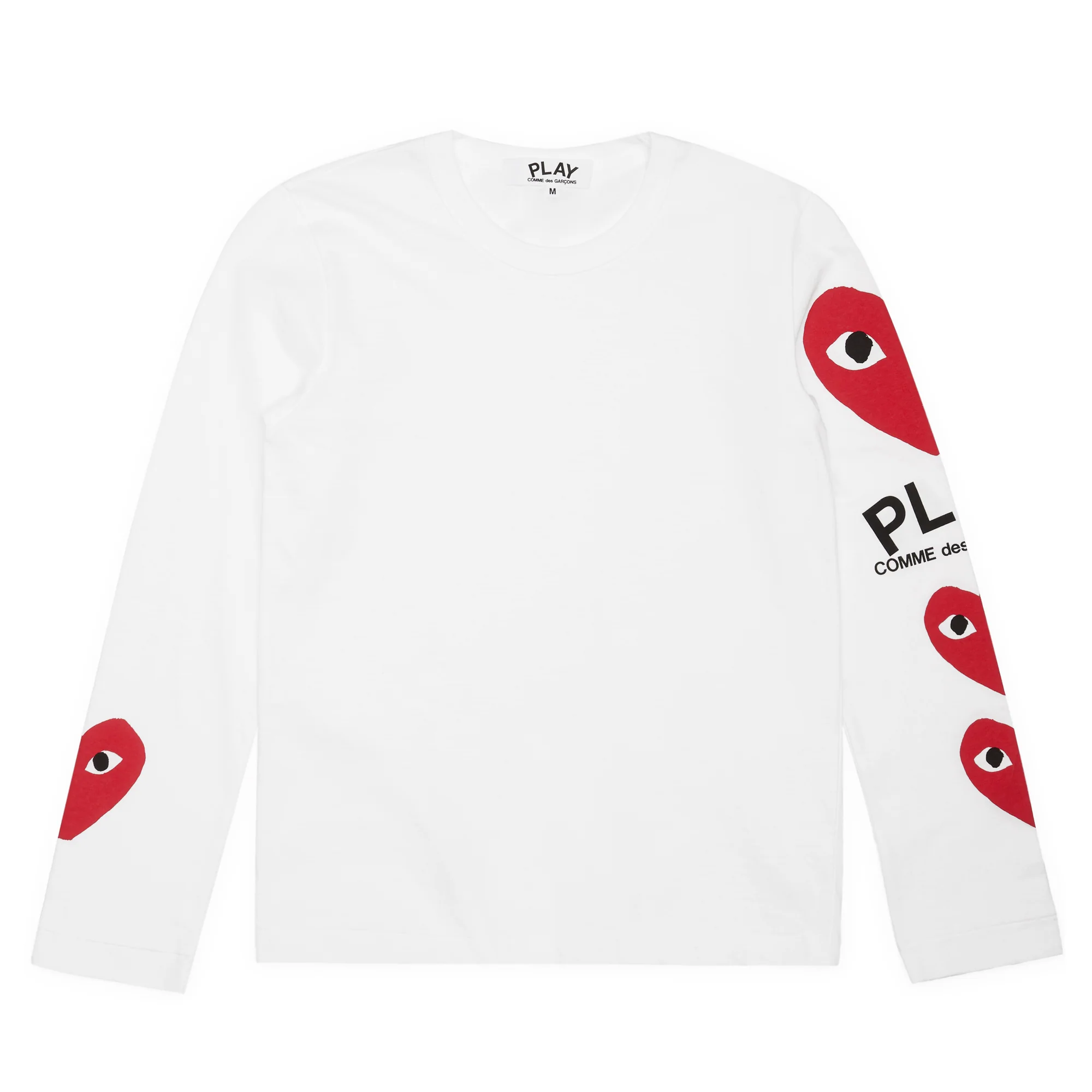 Play Comme des Garçons - 3 Heart Long Sleeve - (White) - Image 3