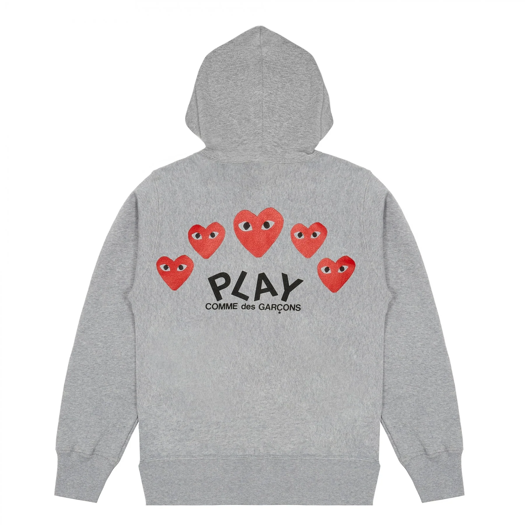 Play Comme des Garçons - Hooded Sweatshirt with 5 Hearts - (Grey) - Image 2