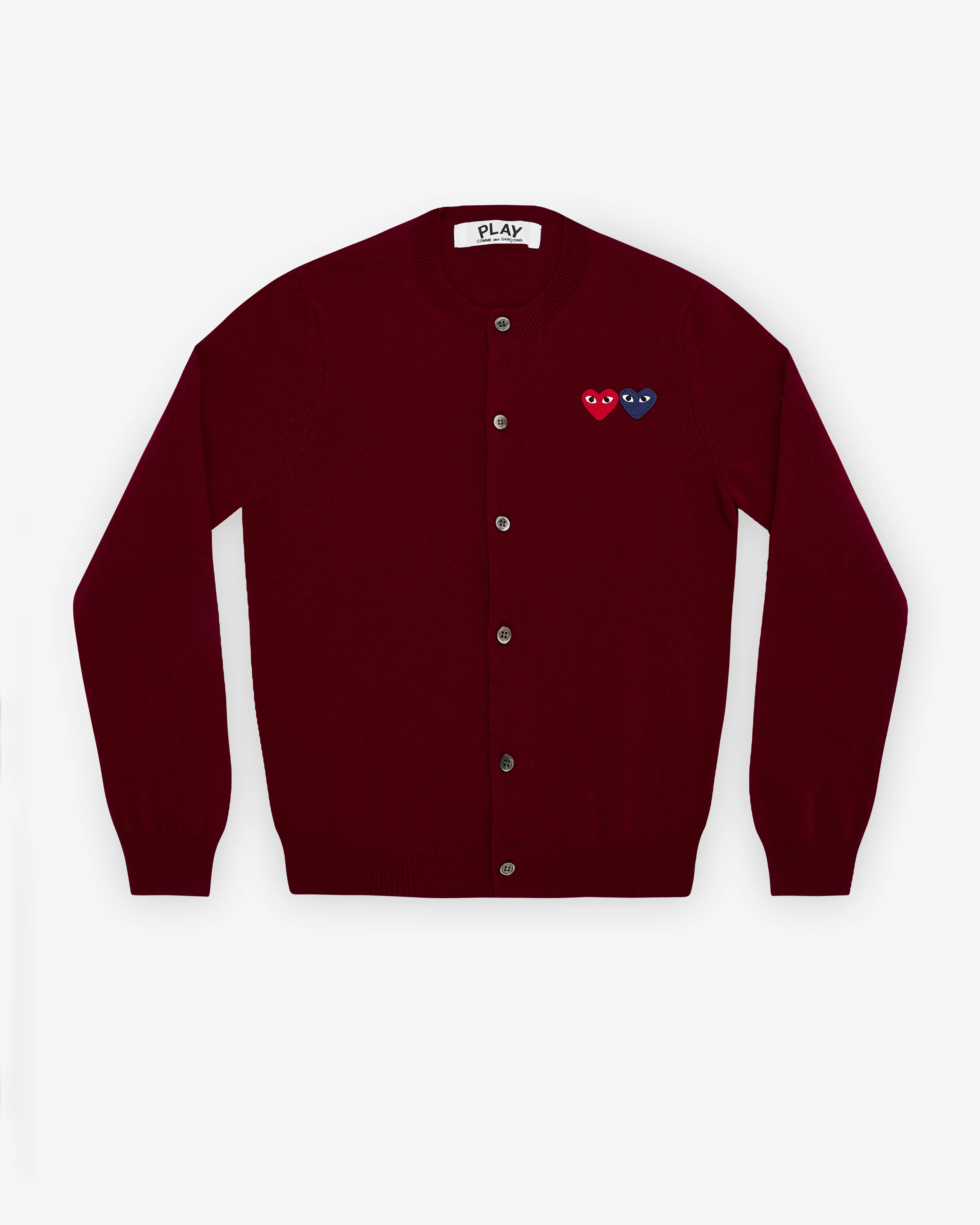 Play Comme des Garçons - Double Heart Ladies’ Cardigan - (Burgundy)