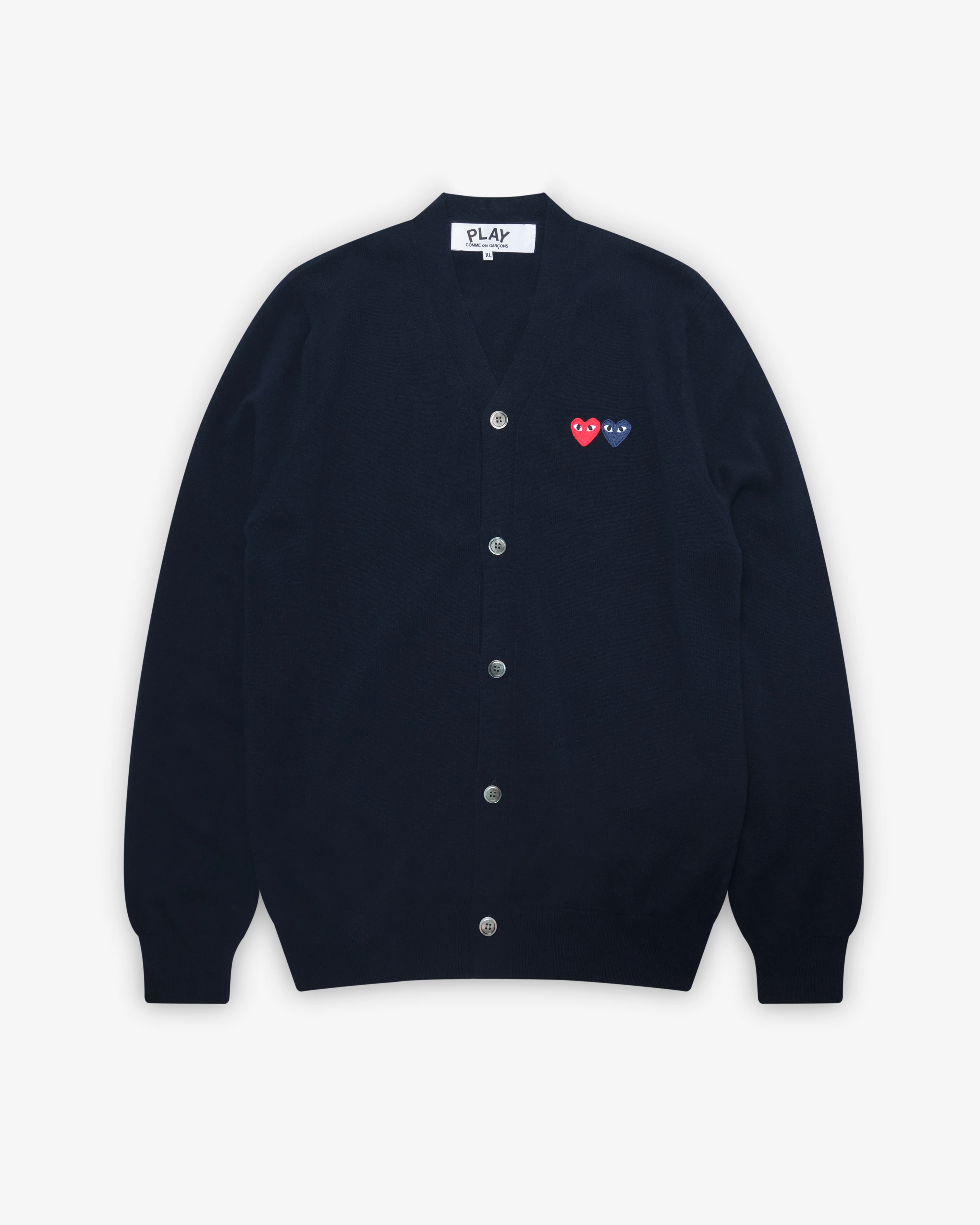 Play Comme des Garçons - Double Heart Men's Cardigan - (Navy)