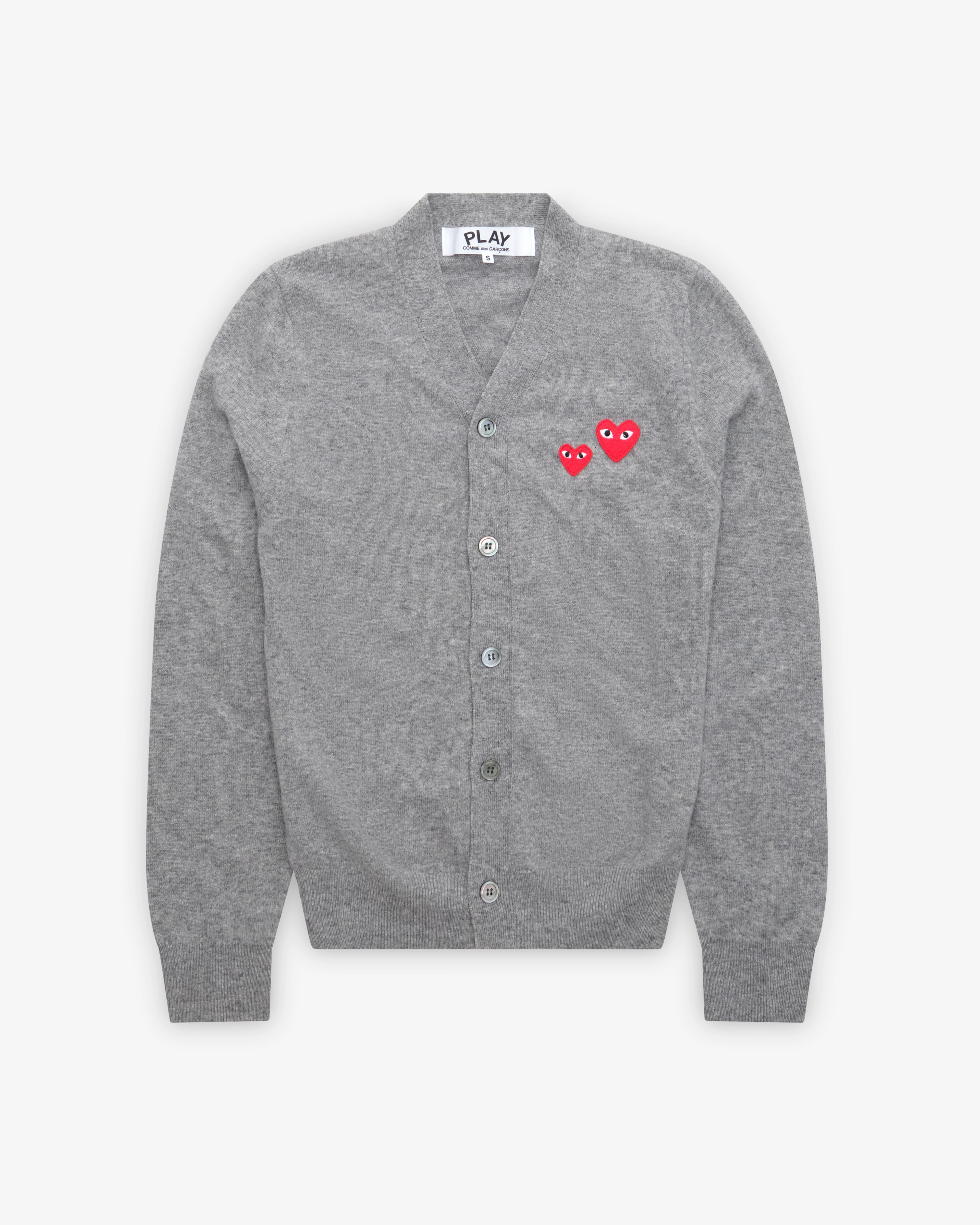 Play Comme des Garçons - Men’s Cardigan Double Heart - (Grey)